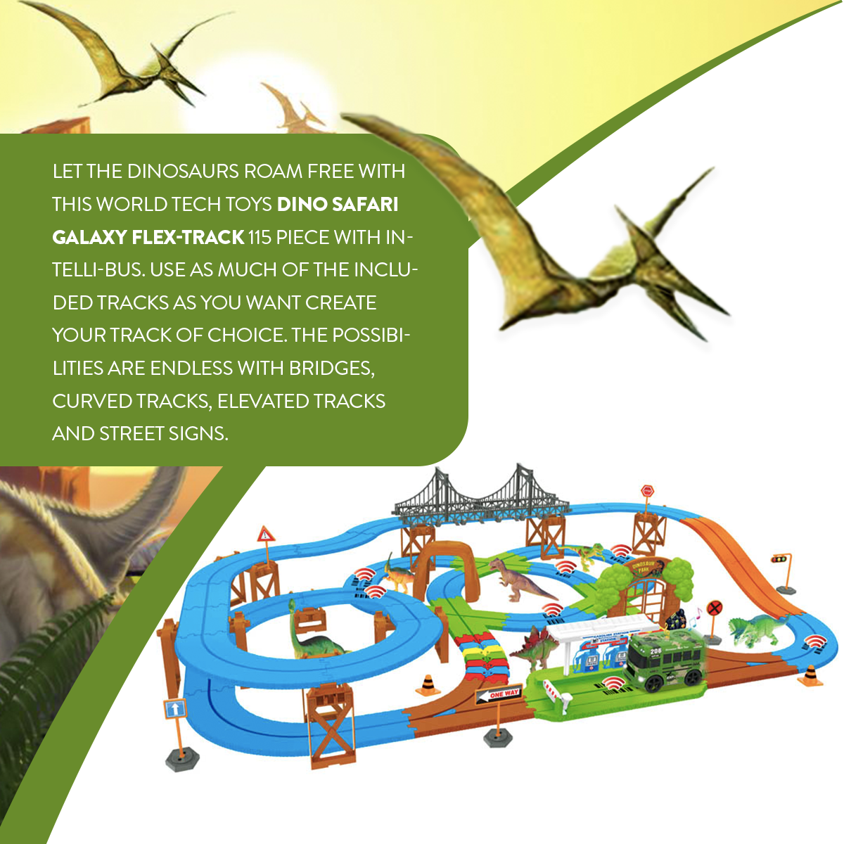 Intelli Bus Dino Safari Galaxy Flex-Track (115 Piece)