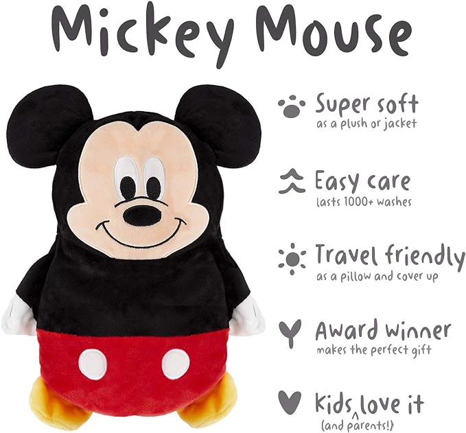 Cubcoats Mickey Mouse 2 in 1 Transforming Hoodie and Soft Plushie, Red and Black