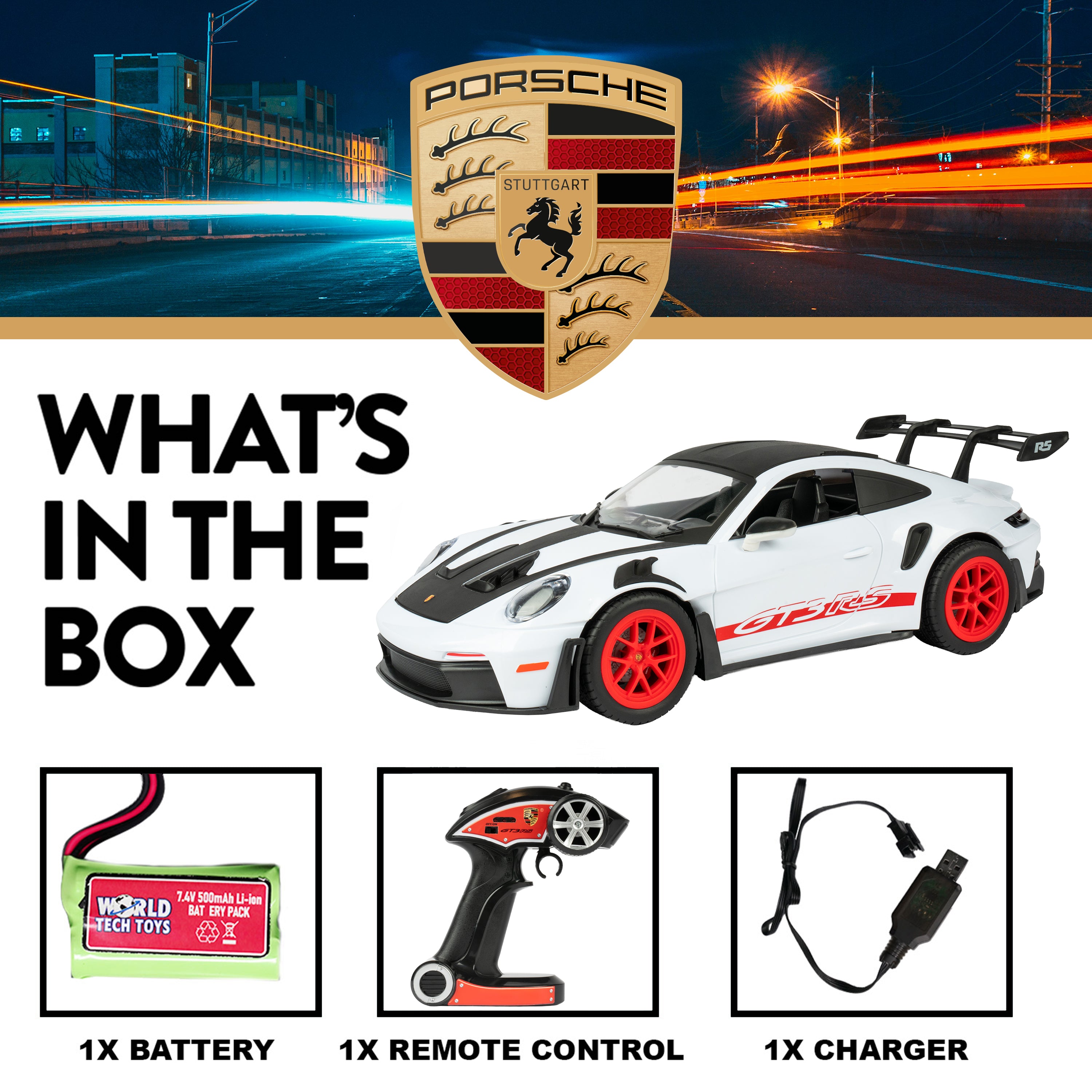 1:10 Porsche GT3 RS 2.4Ghz RC Car - Comes with Rechargeable Battery