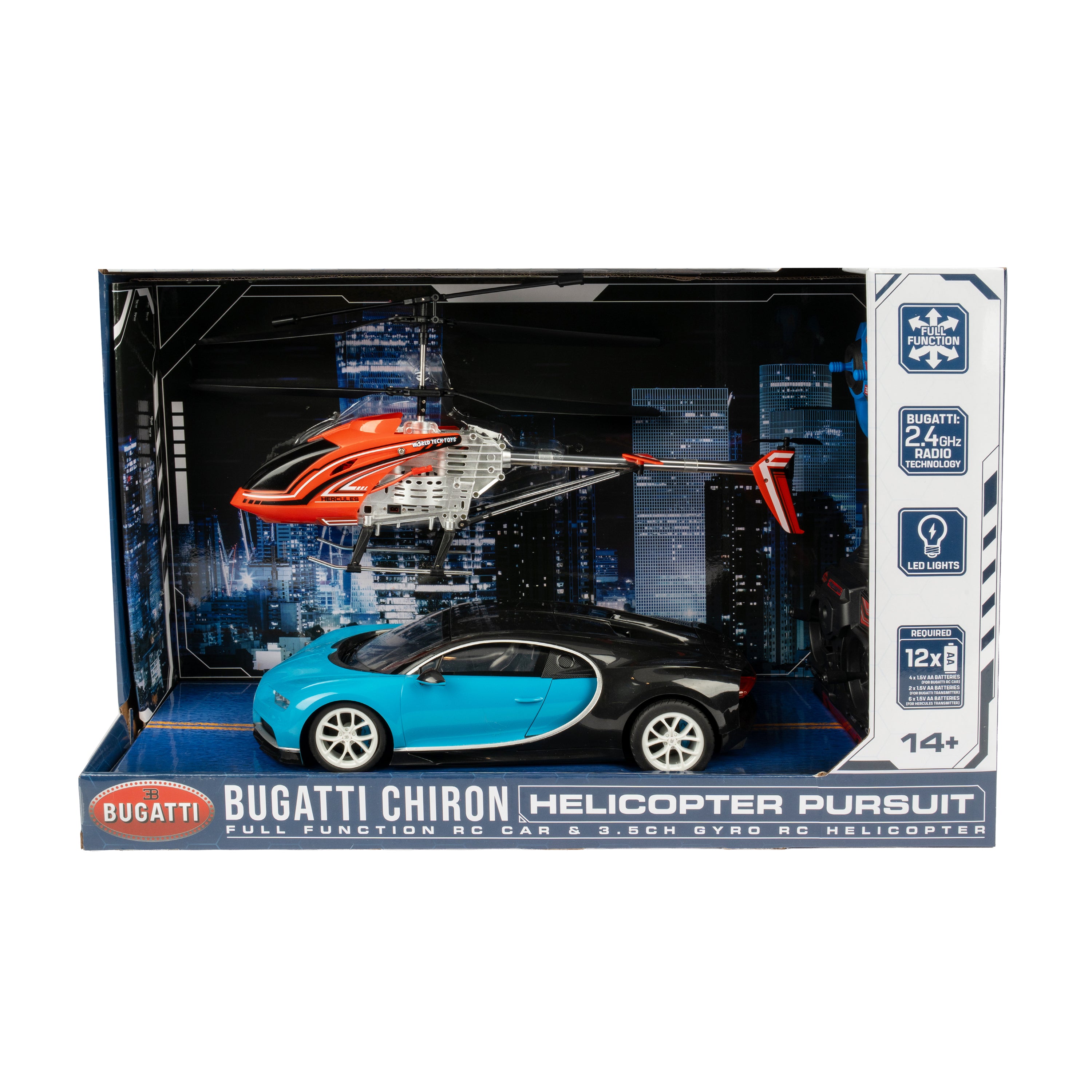 Bugatti Chiron RC Car & 3.5 Channel Gyro Helicopter Pursuit Set