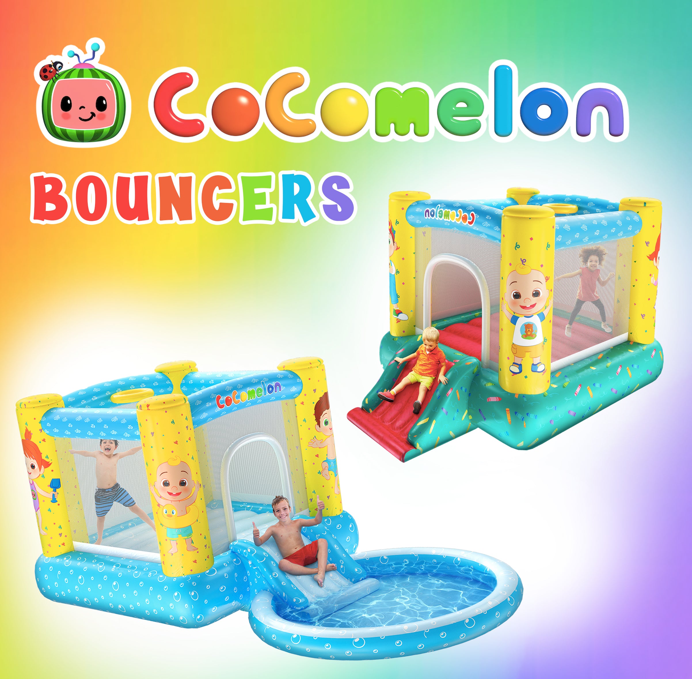 CoComelon Jump N' Slide Bouncers (Incluye bomba de aire eléctrica)