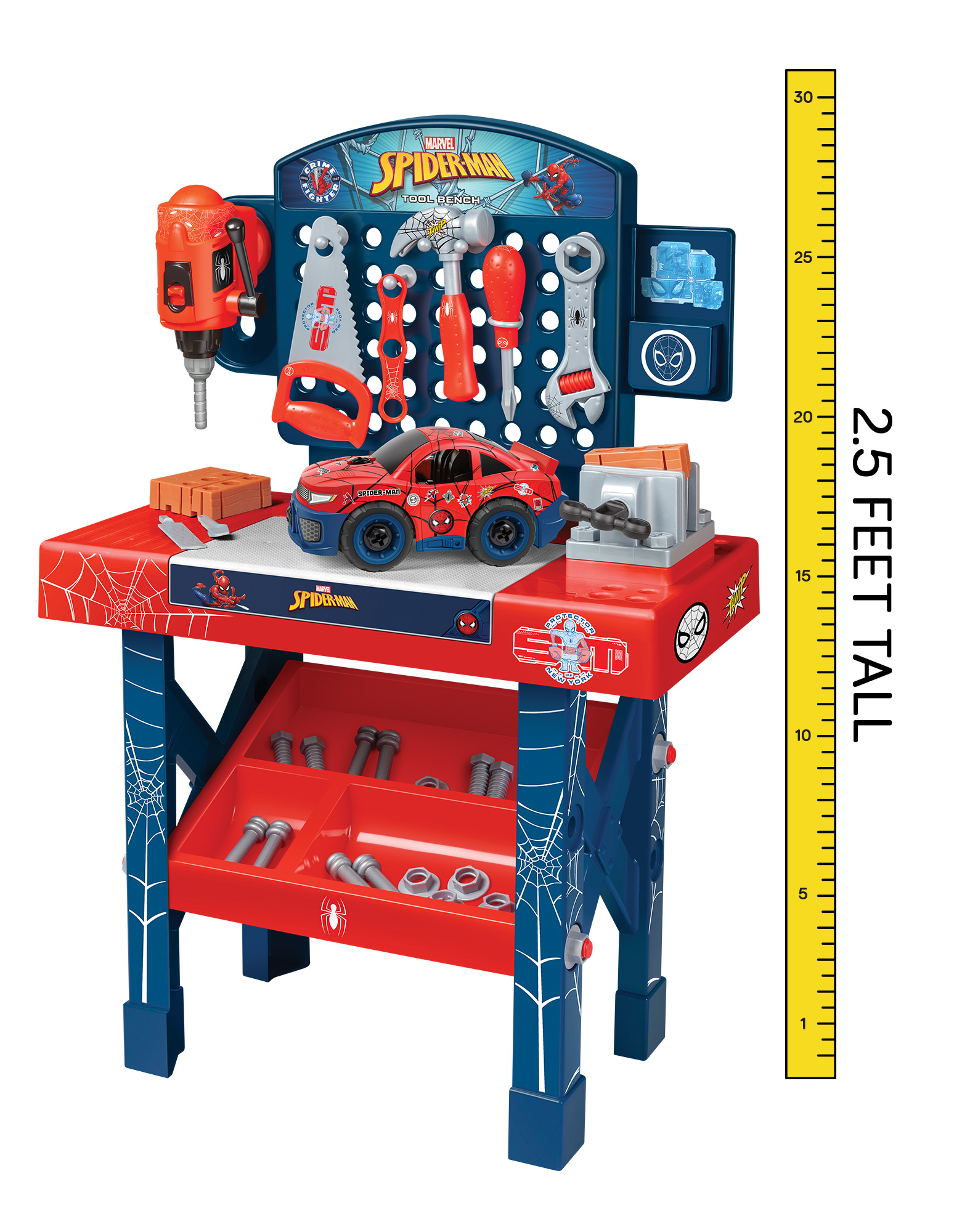 Spider-Man Tool Bench Playset with Take Apart Car (84 Pieces)
