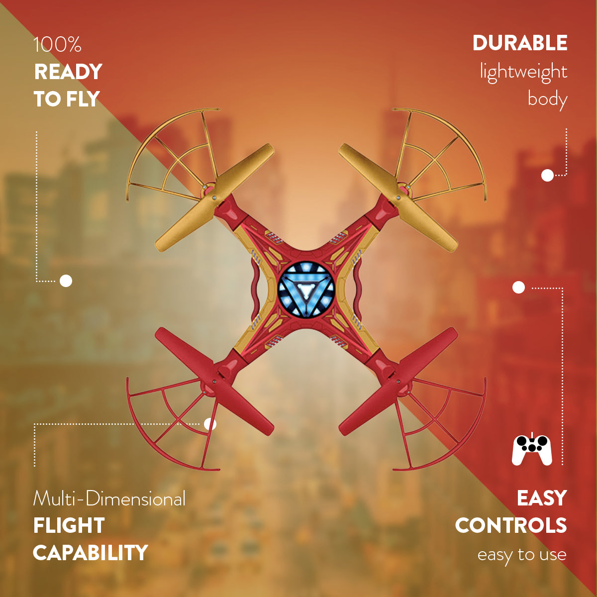 Dron RC Iron Man Sky Hero de los Vengadores con licencia de Marvel, 2,4 GHz y 4,5 canales