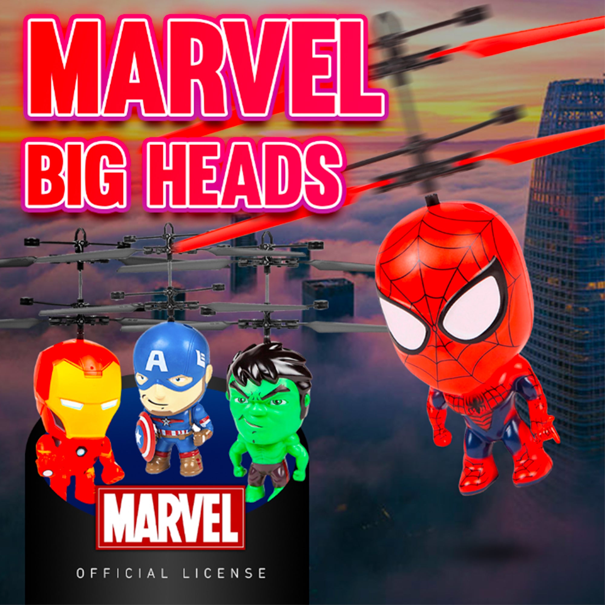Marvel Big Heads OVNI con detección de movimiento