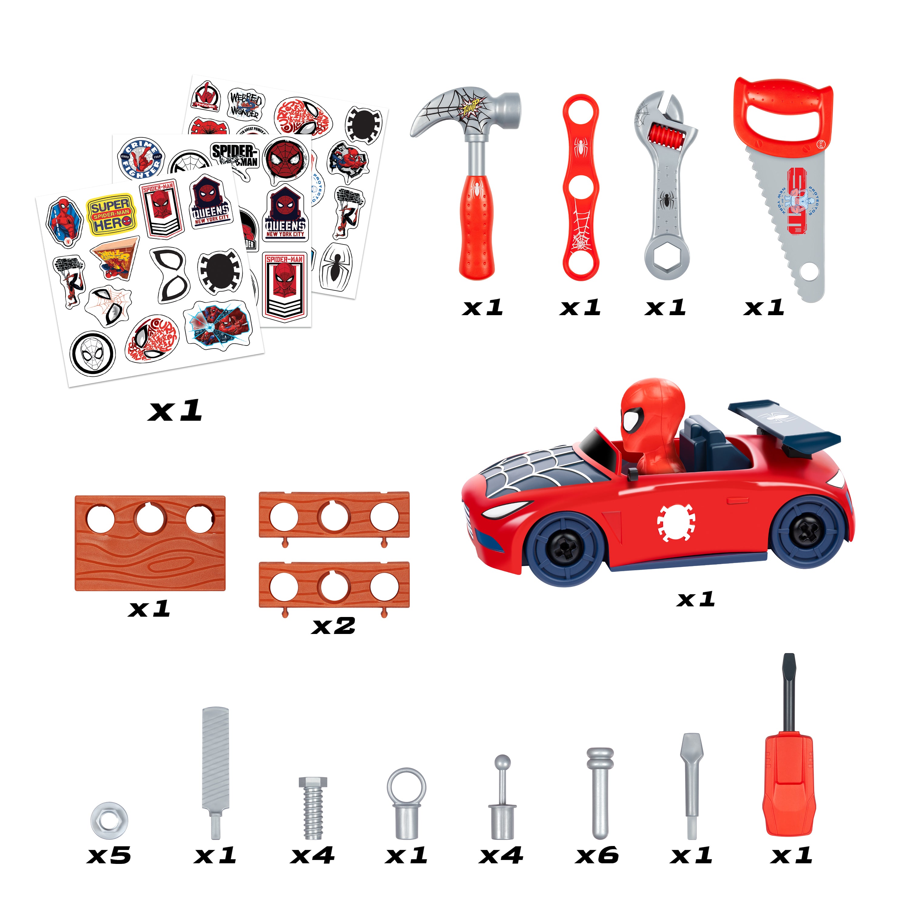 Spider-Man Tool Bench Playset with Take Apart Car (55 Pieces)