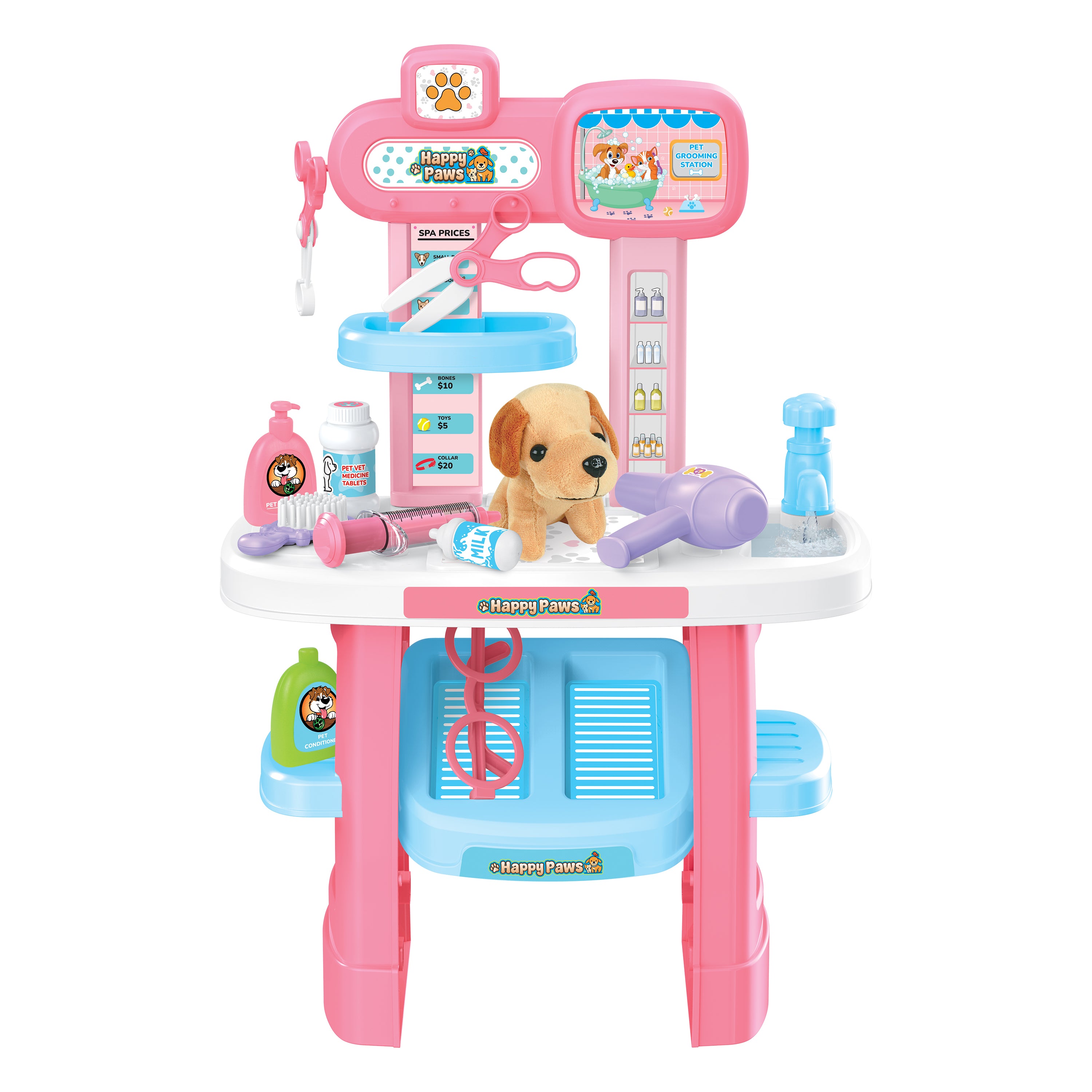 Juego de aseo para mascotas Happy Paws para niños (22 piezas)