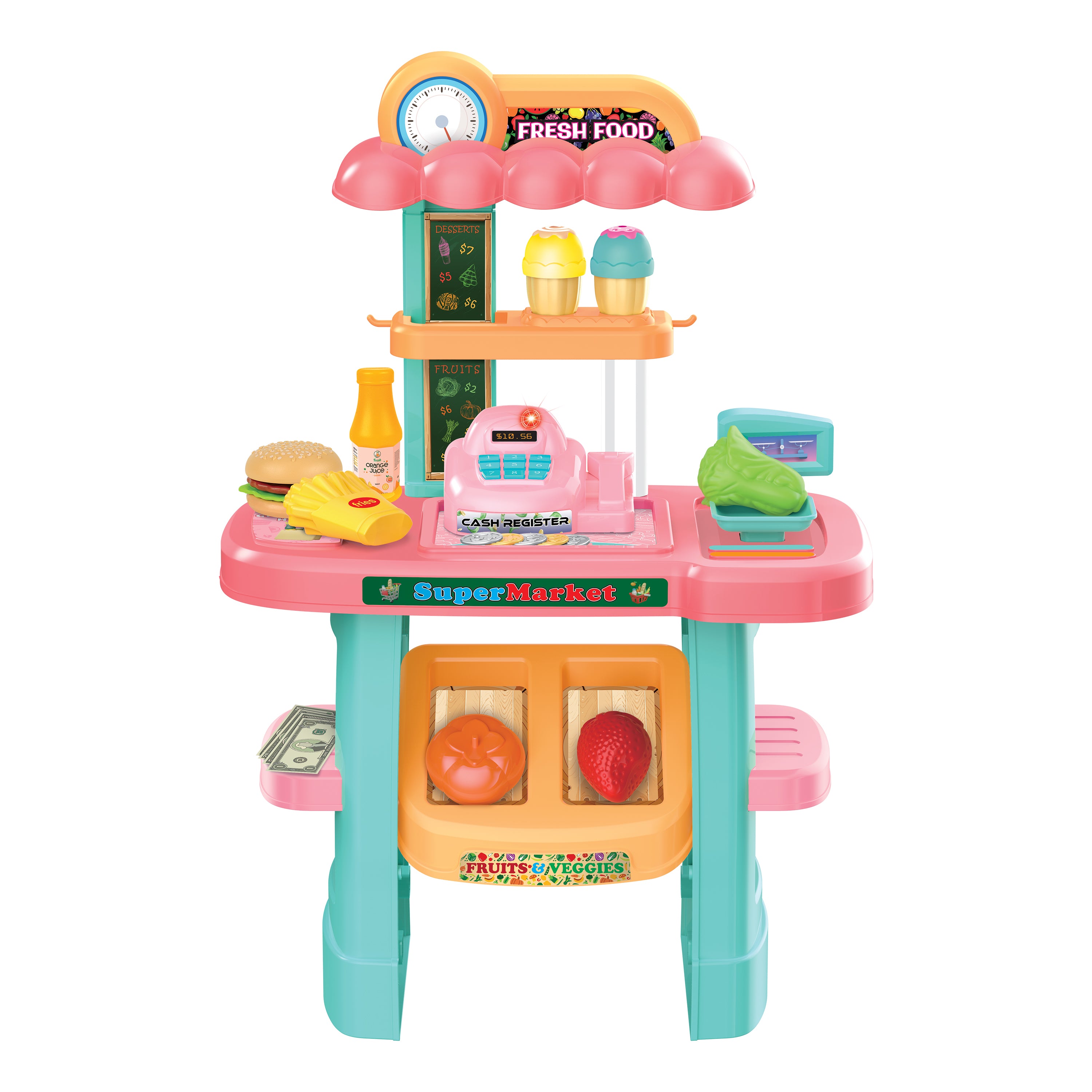 Juego de tienda de comestibles para niños My Market Stand (33 piezas)