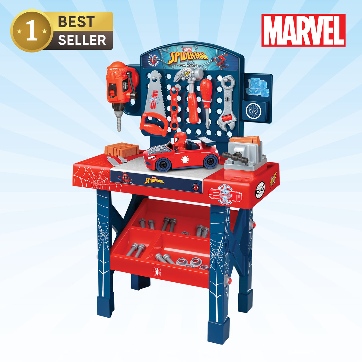 Spider-Man Tool Bench Playset with Take Apart Car (55 Pieces)