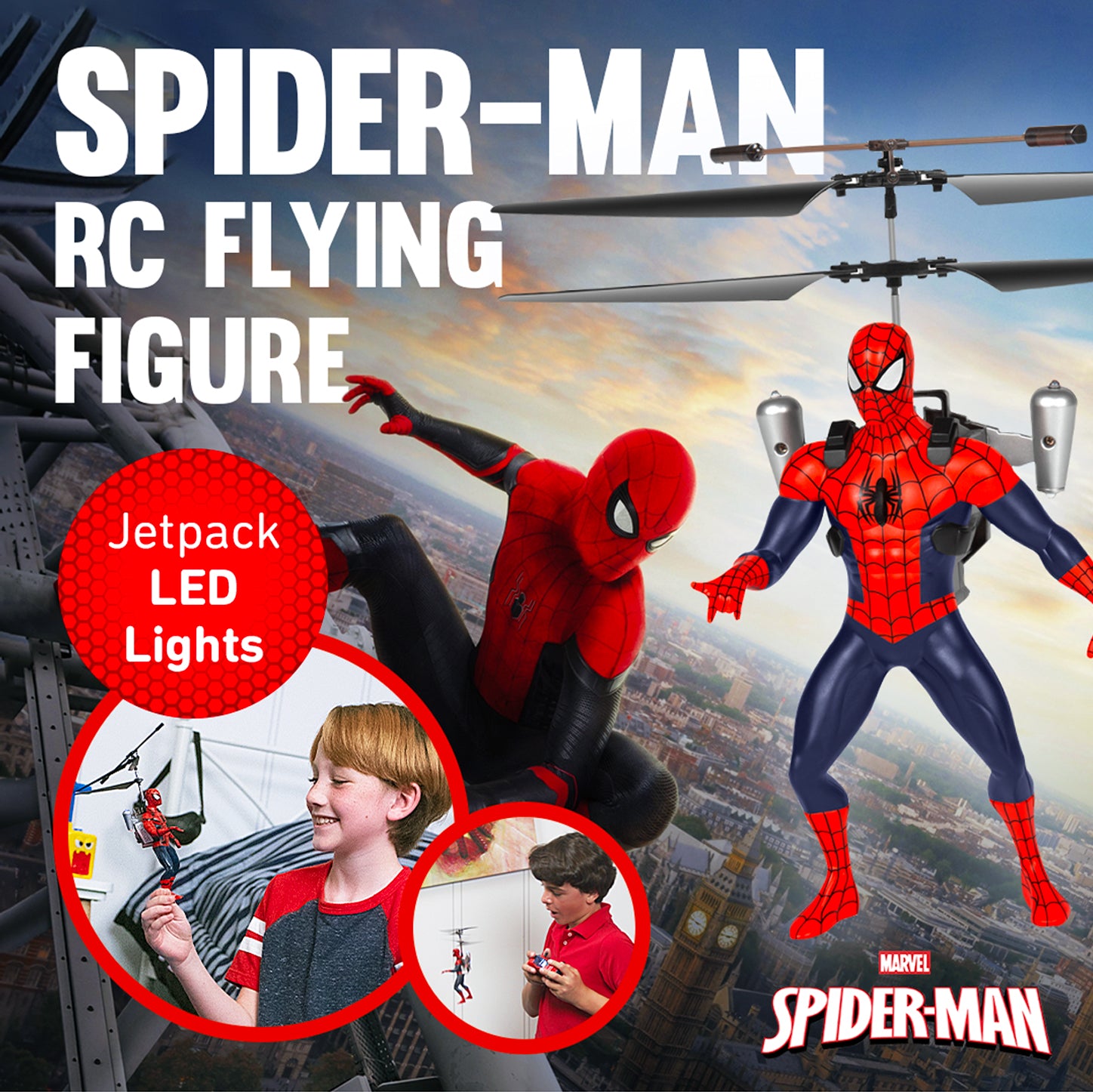 Figura voladora de Spider-Man con control remoto por infrarrojos