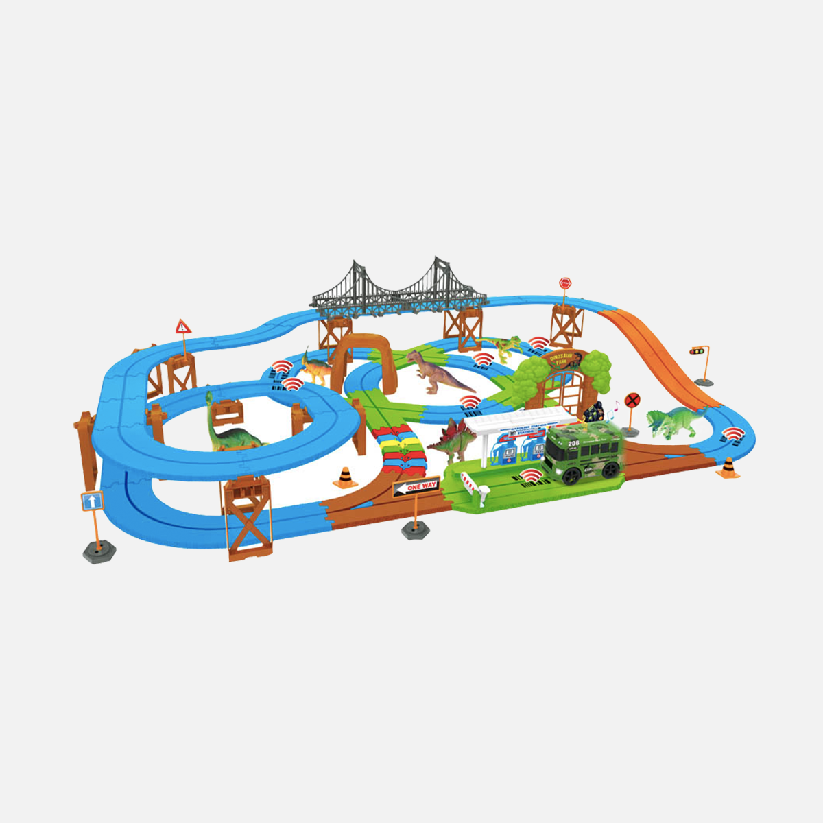 Pista flexible Intelli Bus Dino Safari Galaxy (115 piezas)
