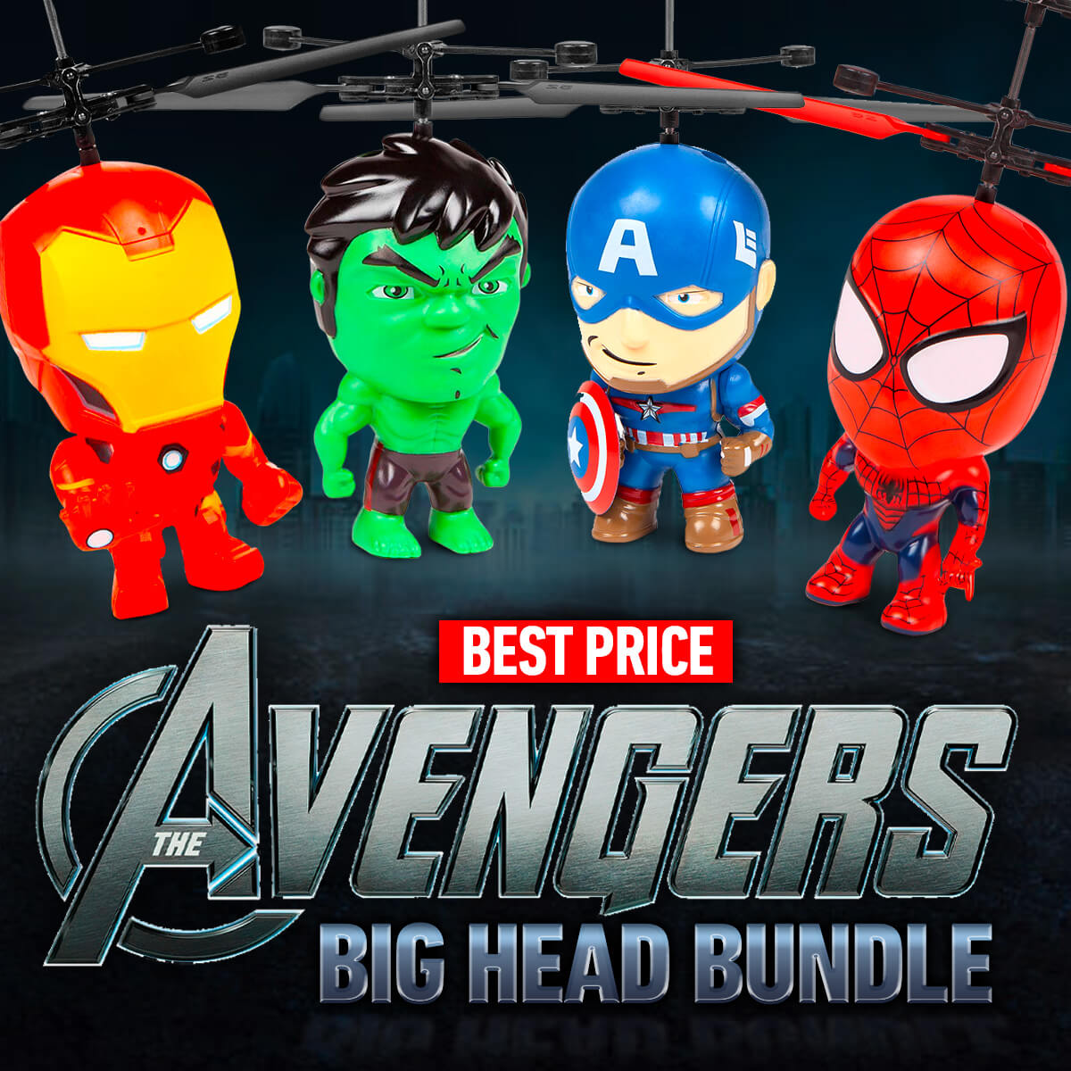 Paquete de 4 figuras cabezonas de Marvel