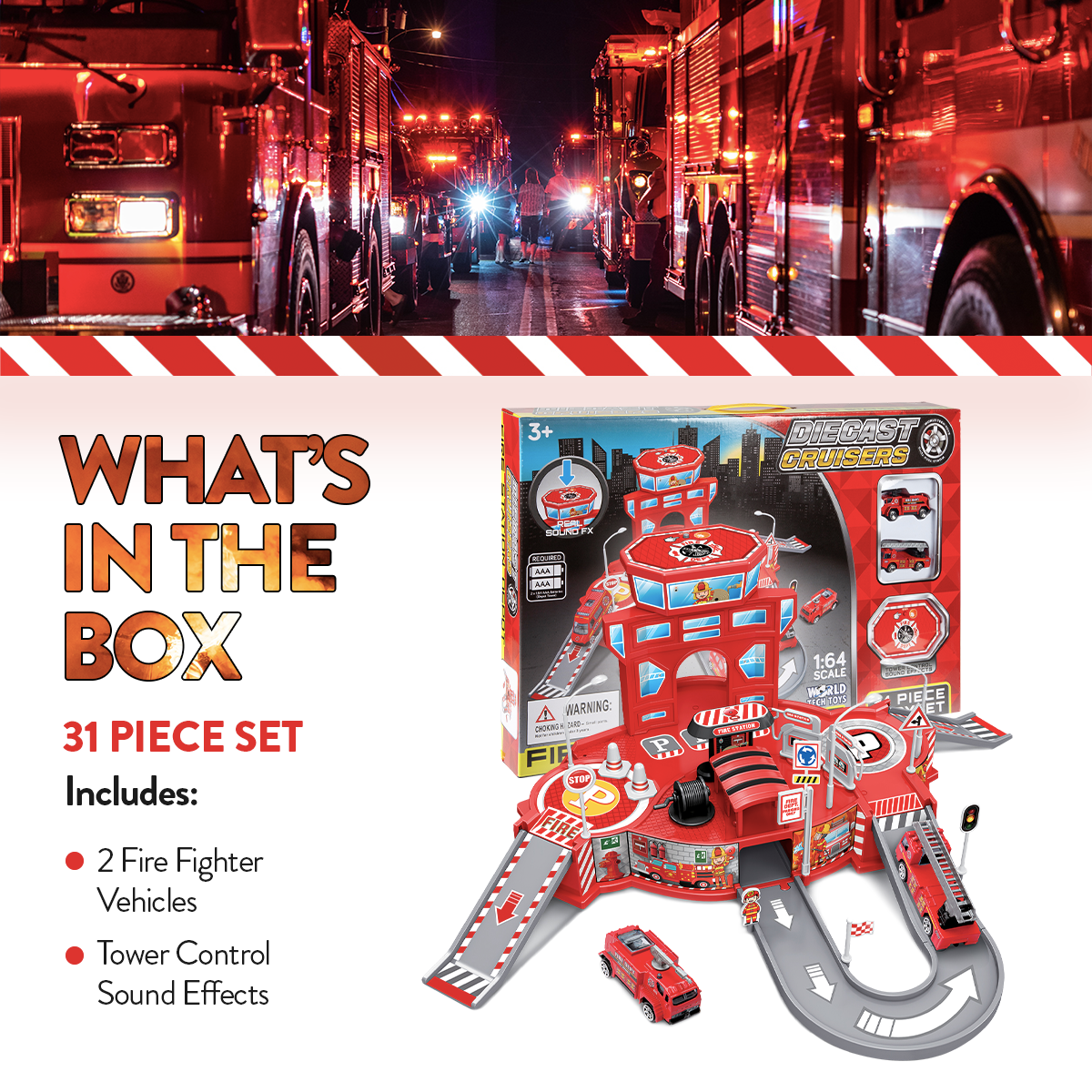 Juego de coches de bomberos Diecast Cruisers