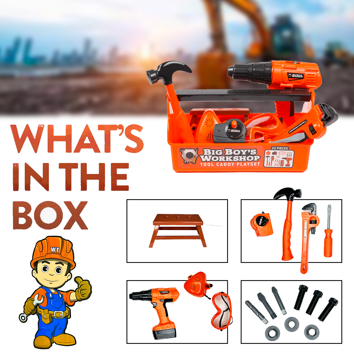 Juego de herramientas con 22 piezas de Big Boy's Workshop