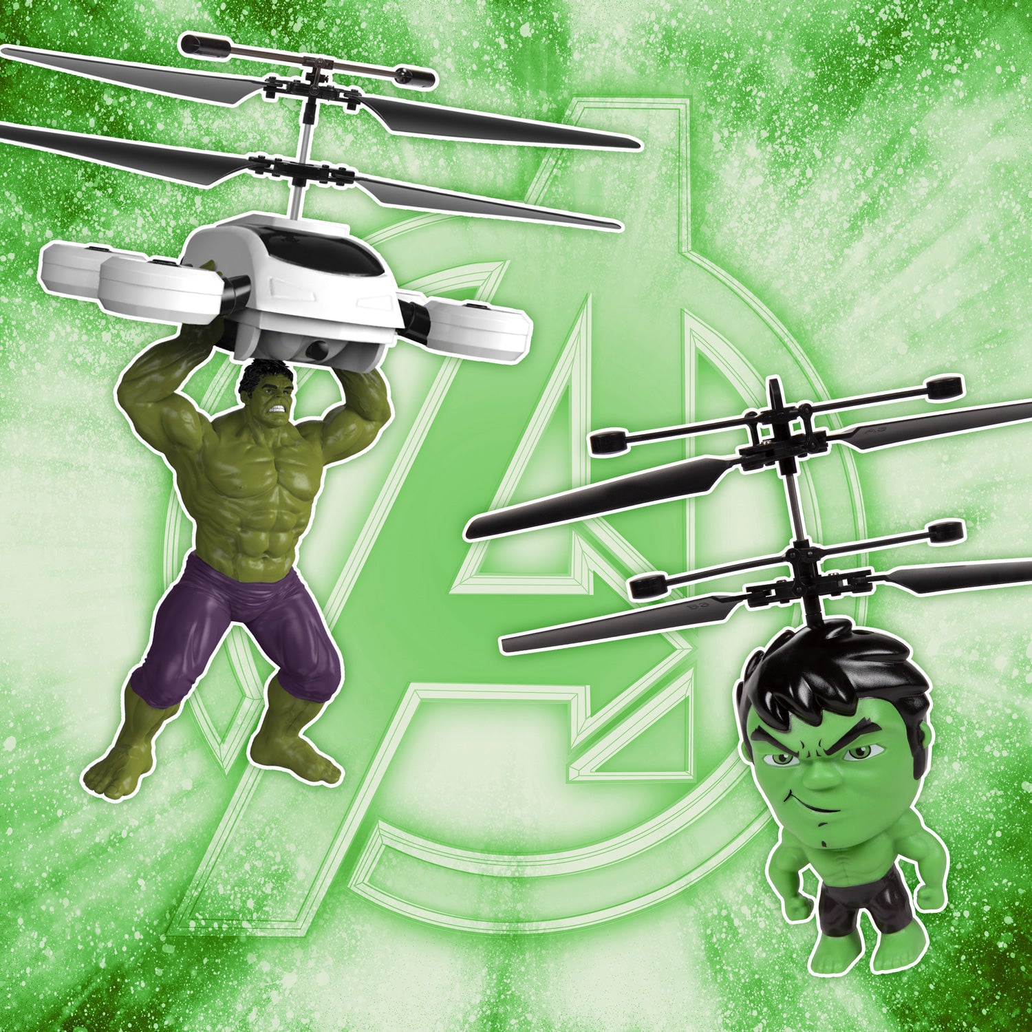 Paquete de figura voladora de Hulk y cabeza grande