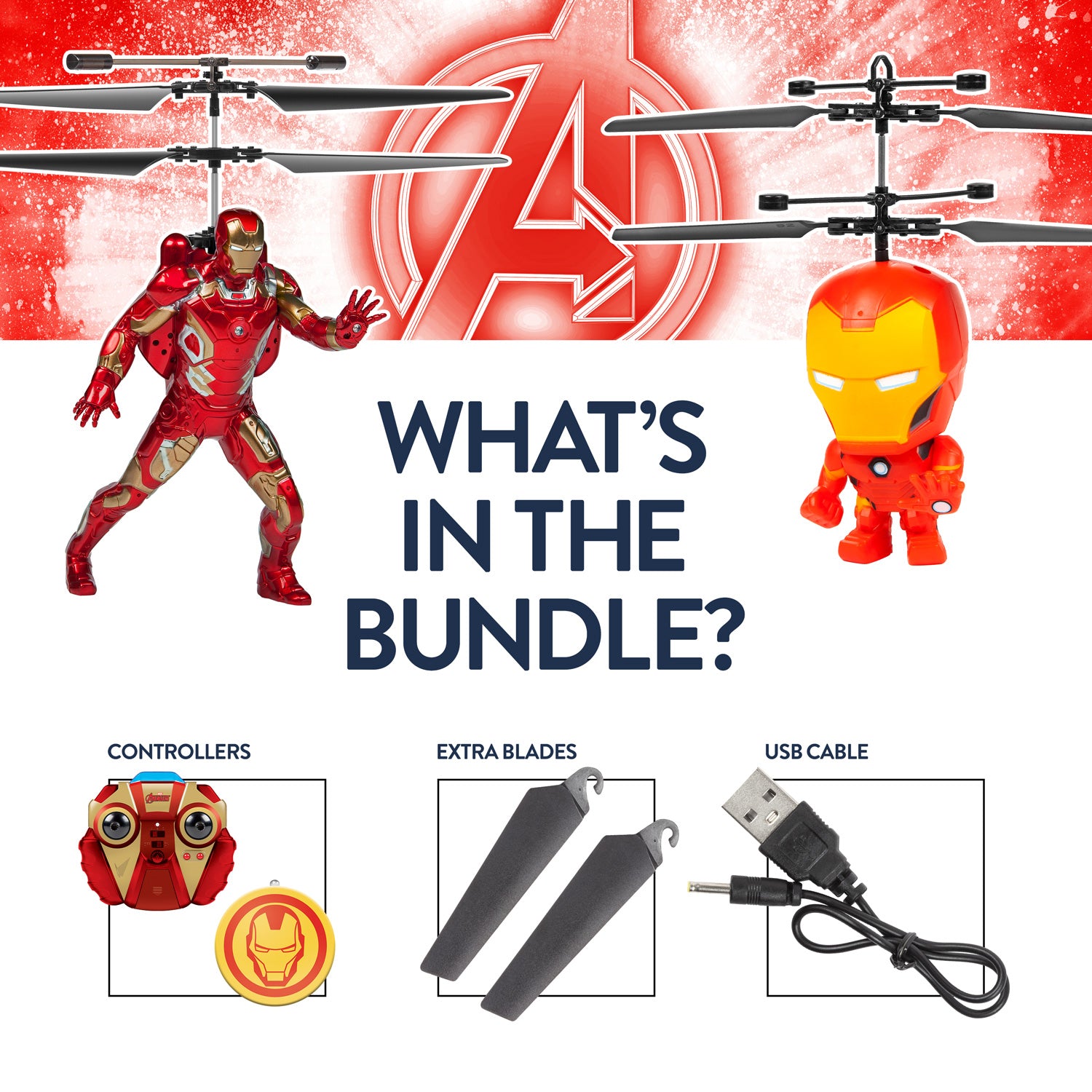 Figura voladora de Iron Man RC y paquete de cabeza grande