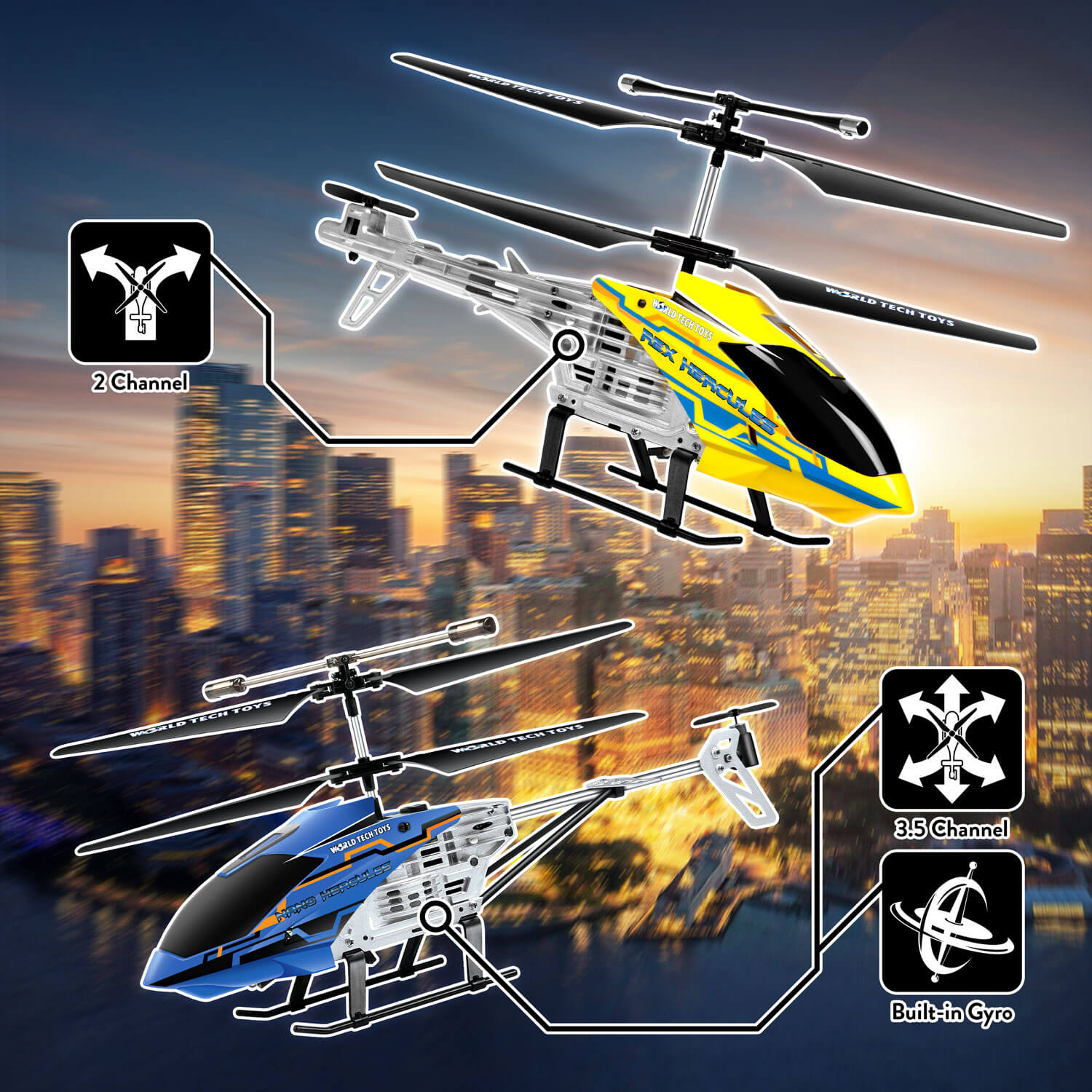 Paquete de helicópteros irrompibles REX y Nano Hercules IR