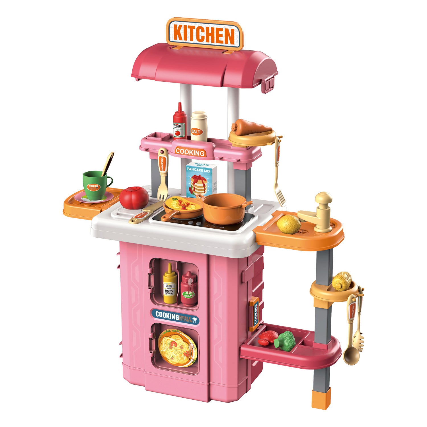 Maleta de cocina móvil 3 en 1, juego de 49 piezas