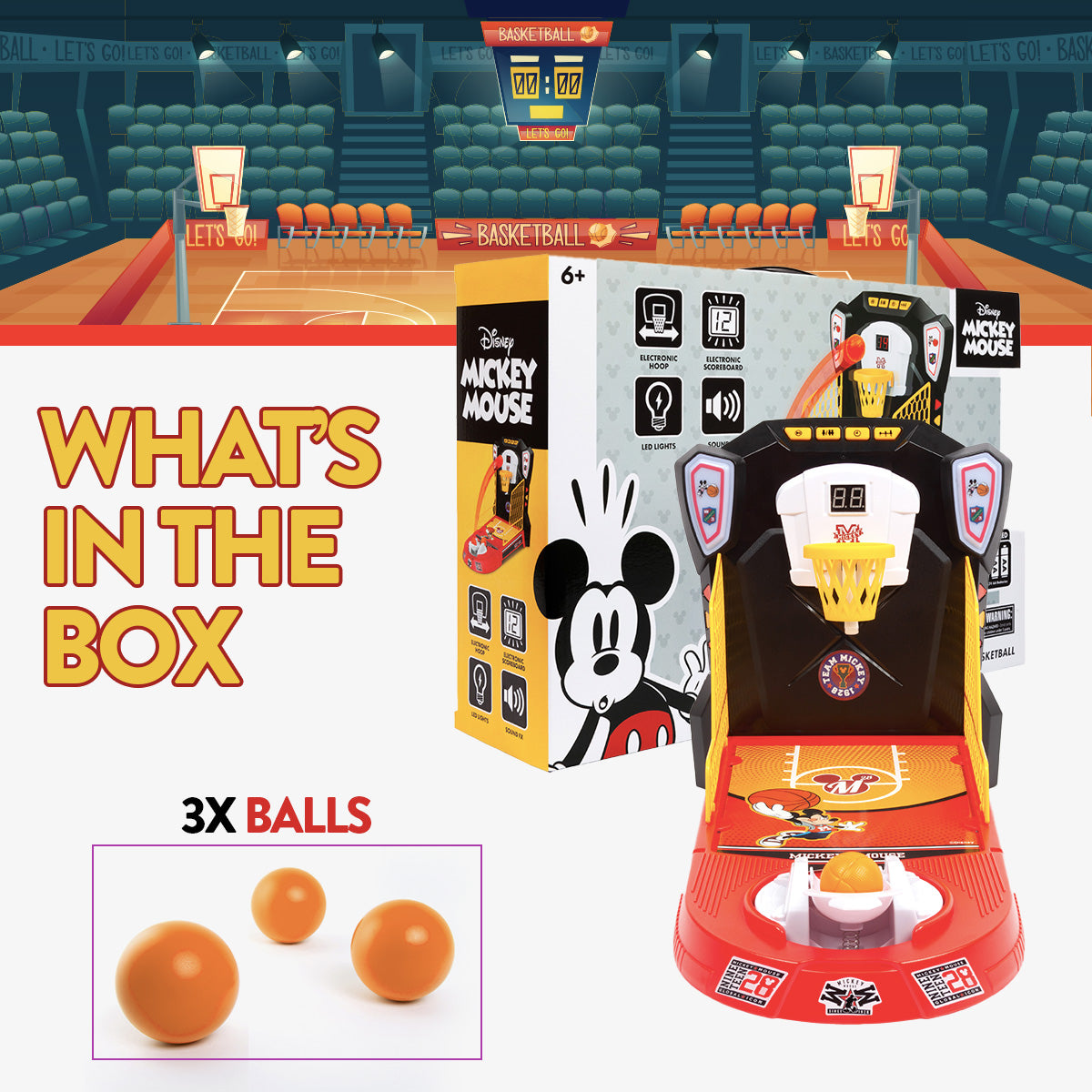Juego de baloncesto electrónico de mesa de Mickey Mouse