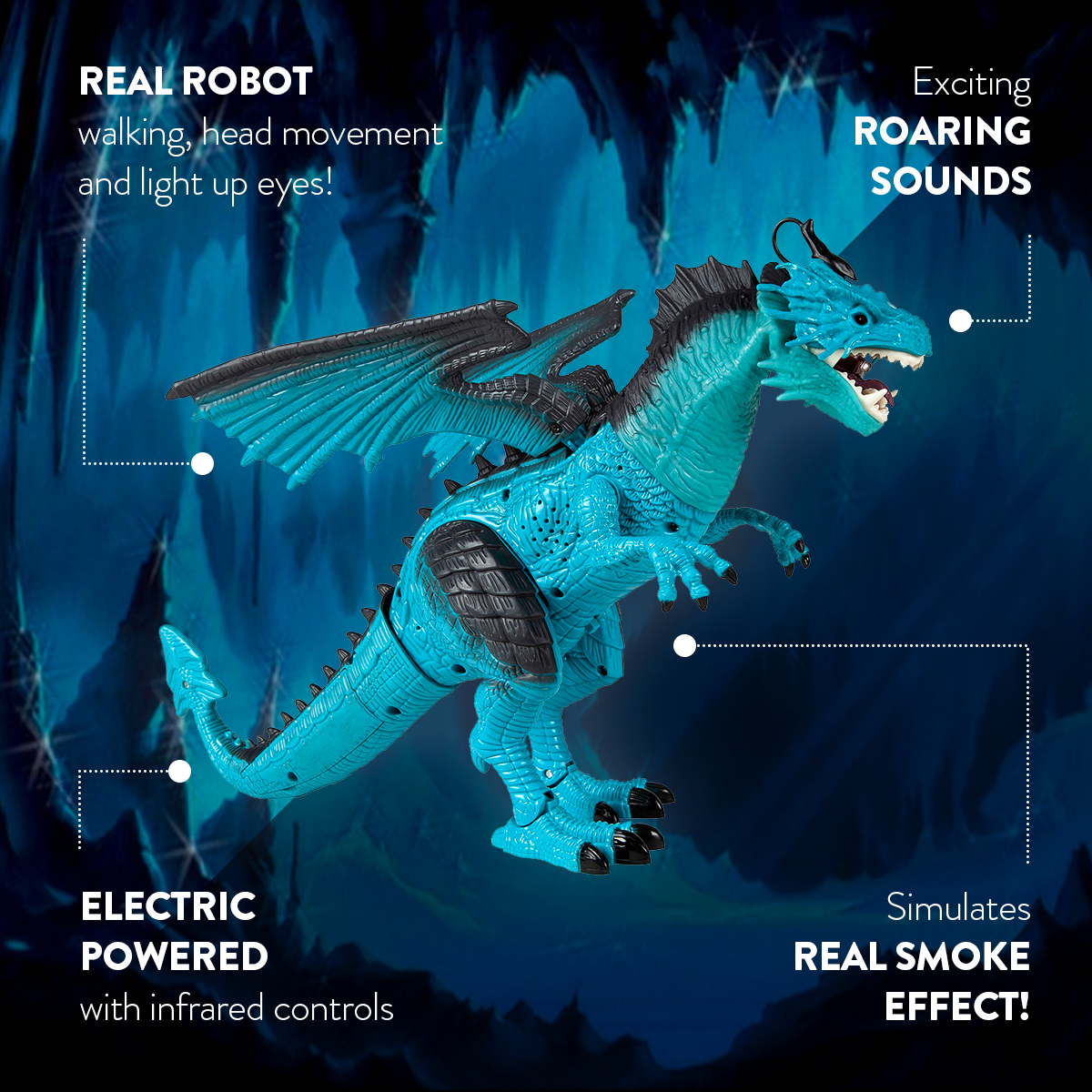 blue dragon monsters World Tech Toys Monster World Electric Walking Smoking RC Dragon