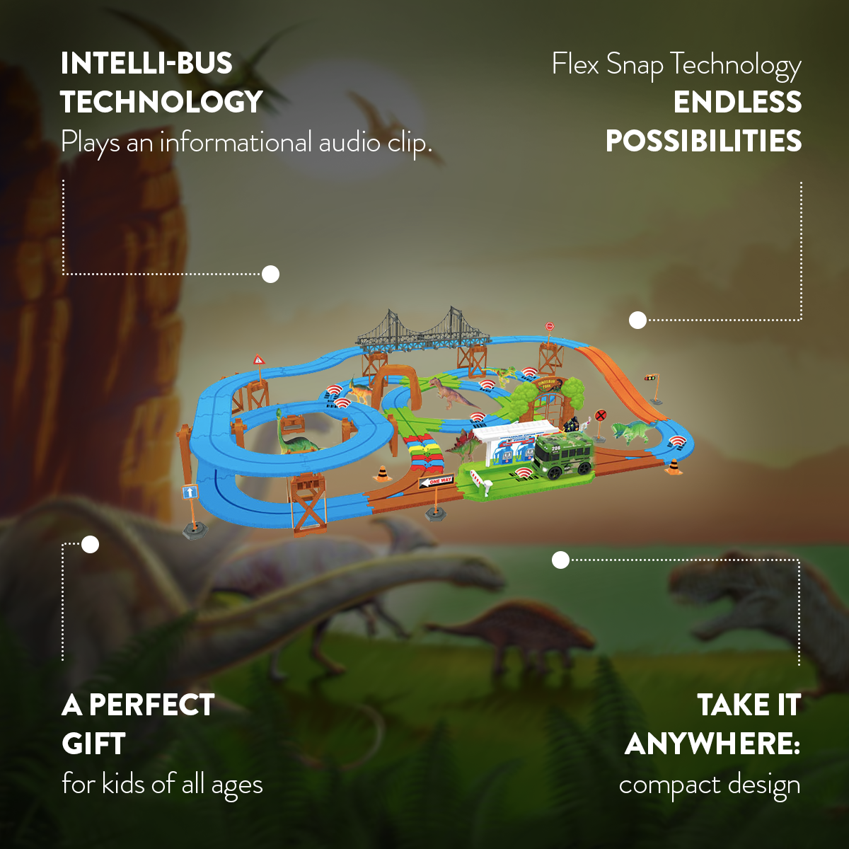 Intelli Bus Dino Safari Galaxy Flex-Track (115 Piece)