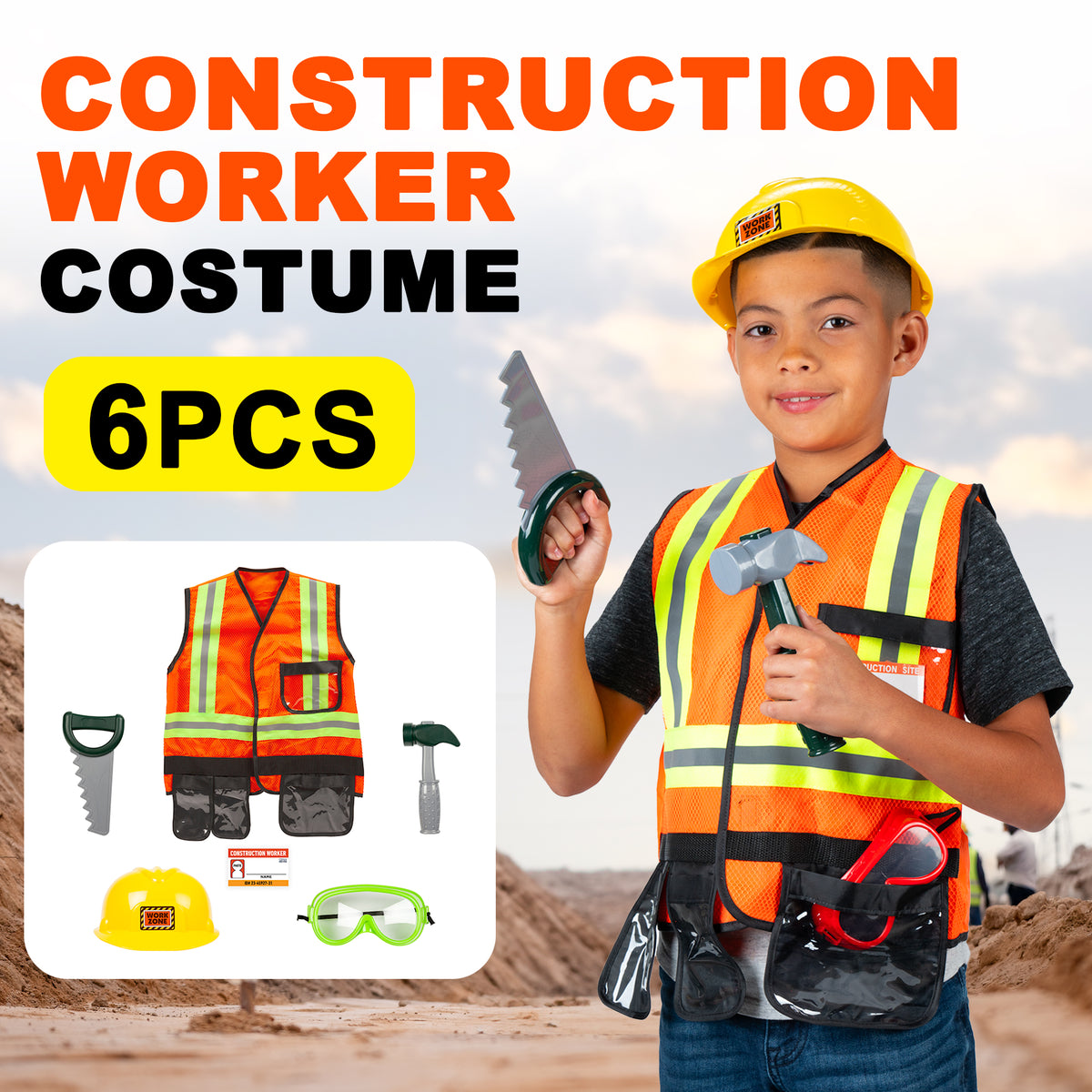 Conjunto de disfraz de trabajador de la construcción