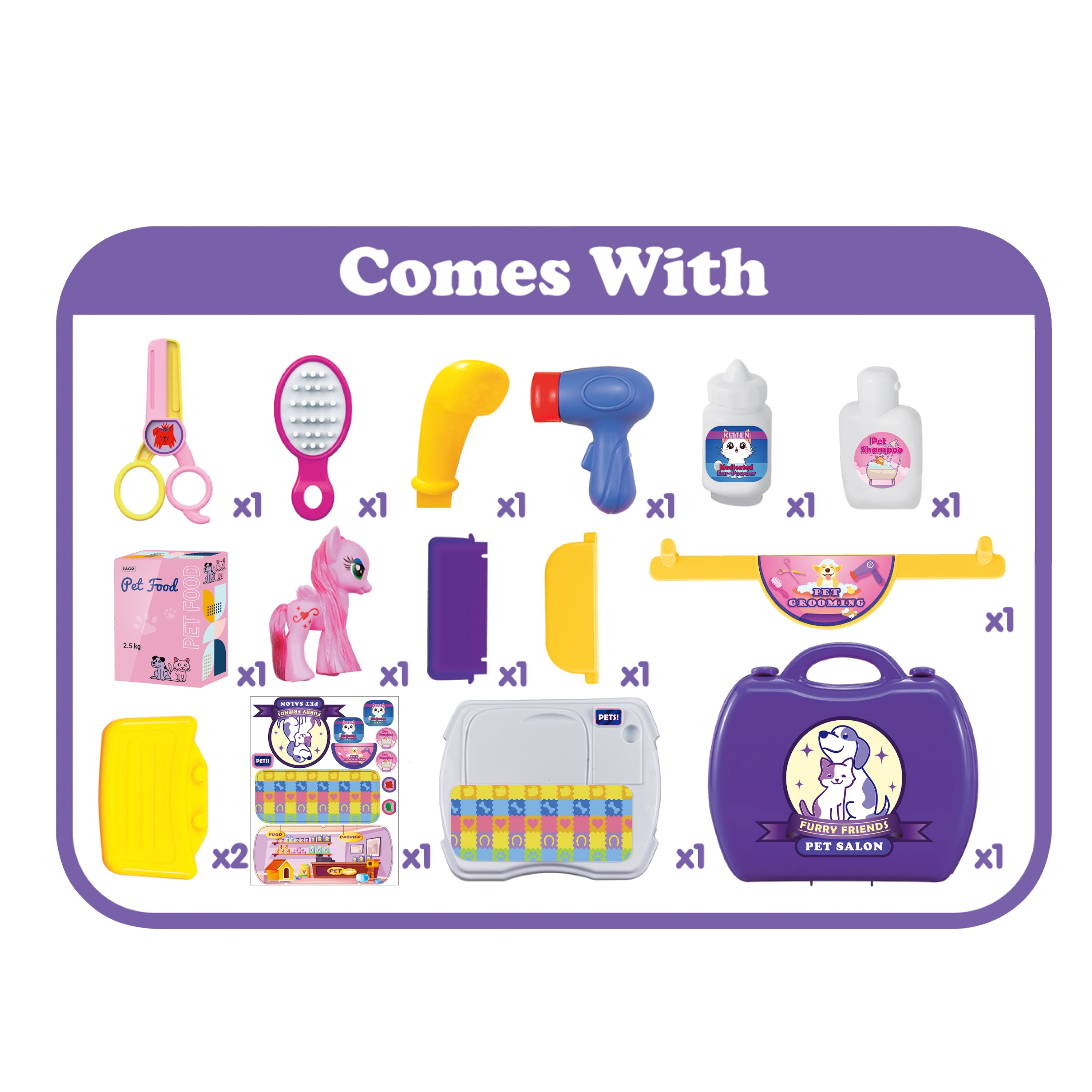 Furry Friends Pet Salon carry Case (16 Pcs)
