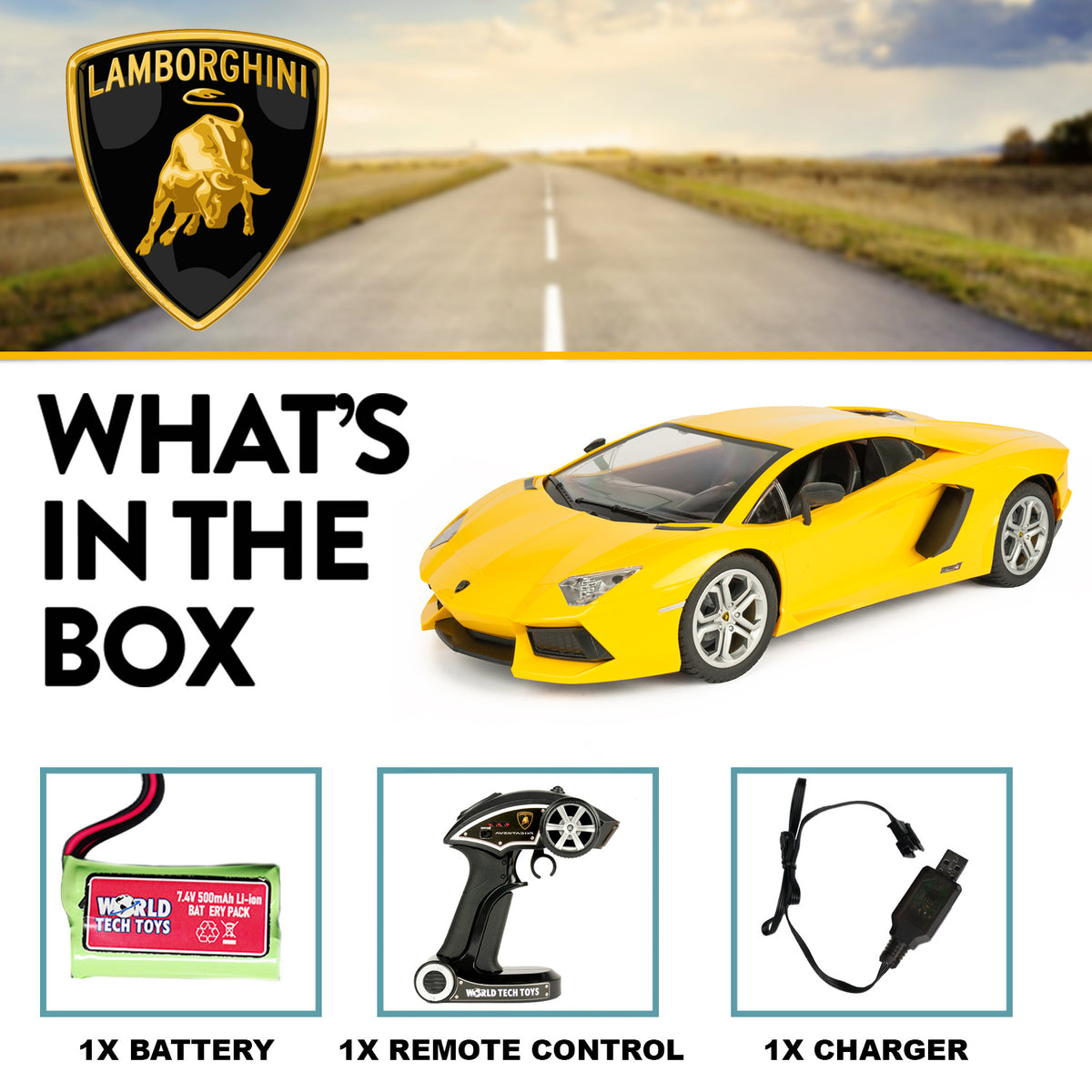 1:10 Lamborghini Aventador 2.4Ghz RC Car - Comes with Rechargeable Battery
