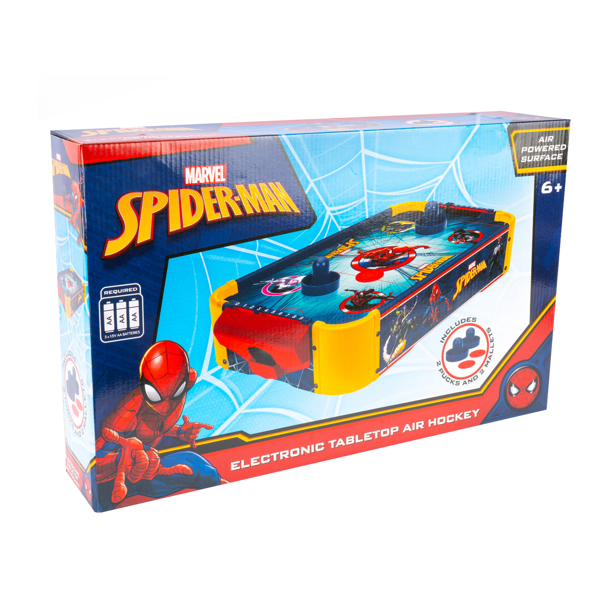 Mesa electrónica de hockey de aire de madera de Spider-Man