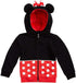 Sudadera con capucha y peluche suave 2 en 1 de Minnie Mouse de Cubcoats, color rojo y negro 