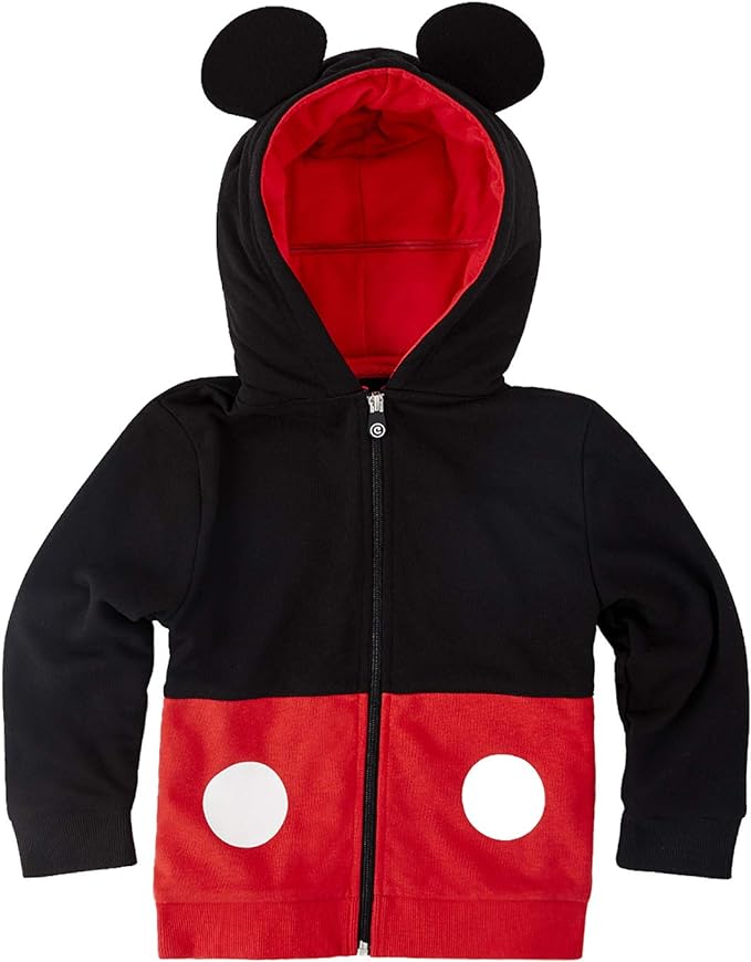 Sudadera con capucha y peluche suave 2 en 1 de Mickey Mouse de Cubcoats, rojo y negro
