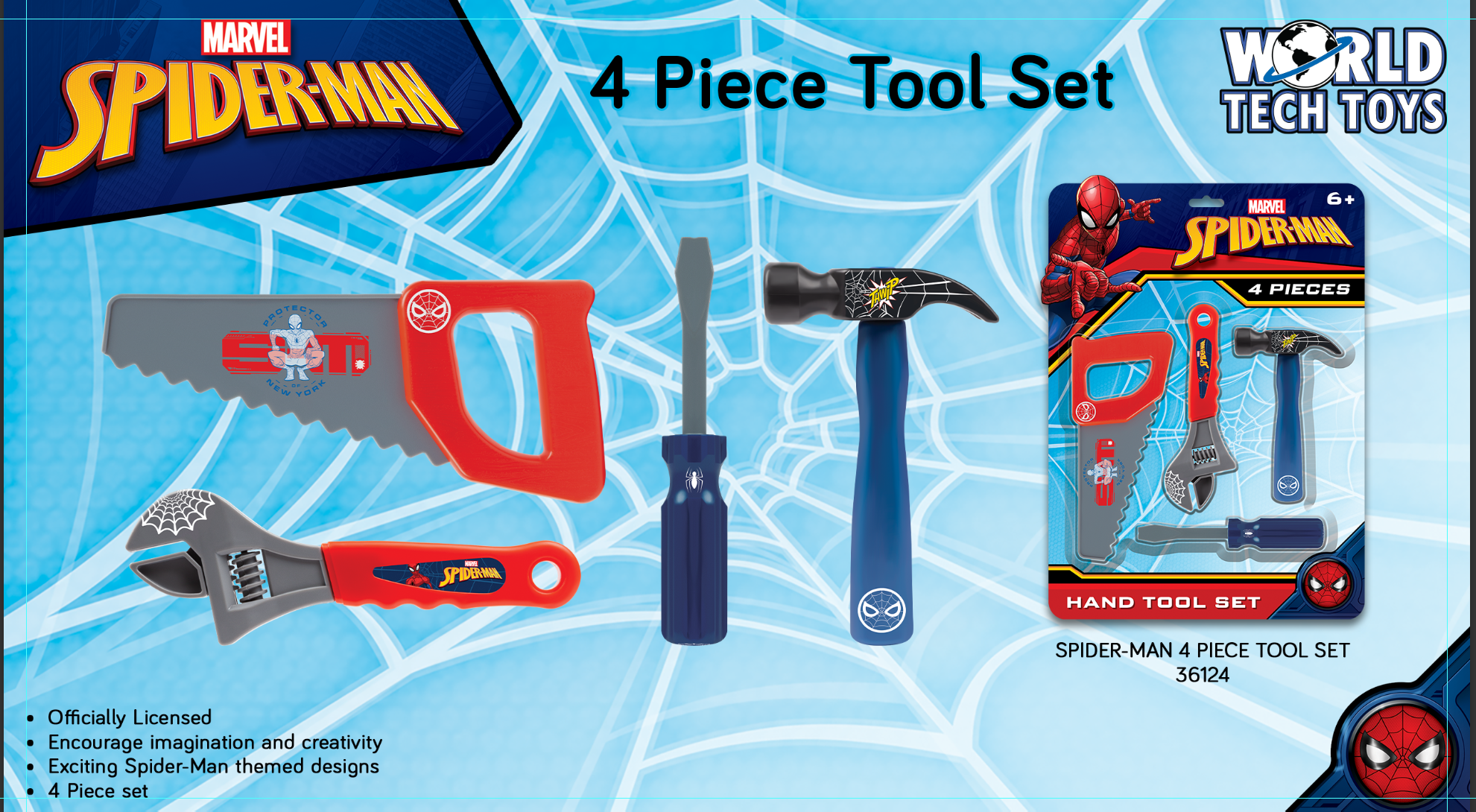 Spider-Man 4 Piece Hand Tool Set