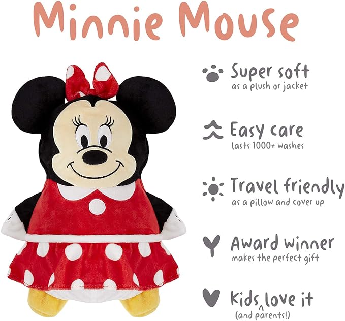 Cubcoats Minnie Mouse 2 in 1 Transforming Hoodie and Soft Plushie Red and Black