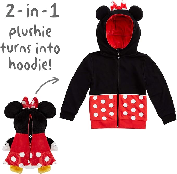 Cubcoats Minnie Mouse 2 in 1 Transforming Hoodie and Soft Plushie Red and Black