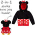 Sudadera con capucha y peluche suave 2 en 1 de Minnie Mouse de Cubcoats, color rojo y negro 