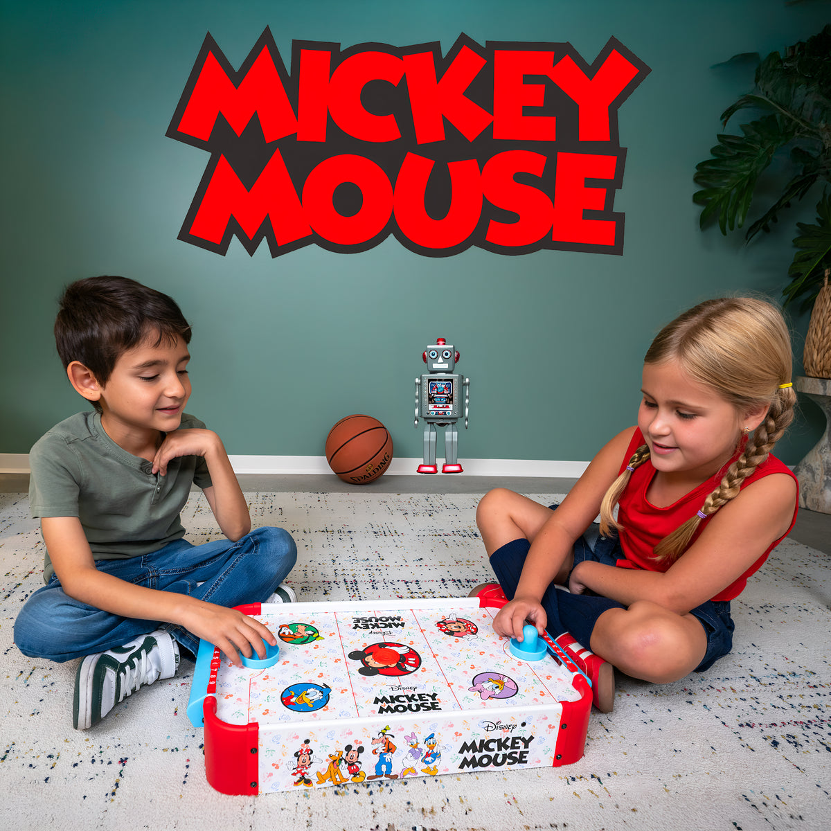 Mesa electrónica de hockey de aire de madera de Mickey Mouse de Disney