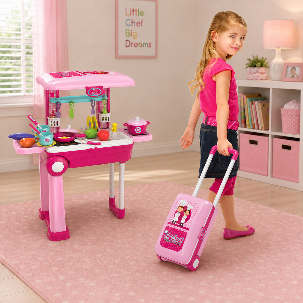 Lil' Chef Pink Luggage Playset (37 Piece)