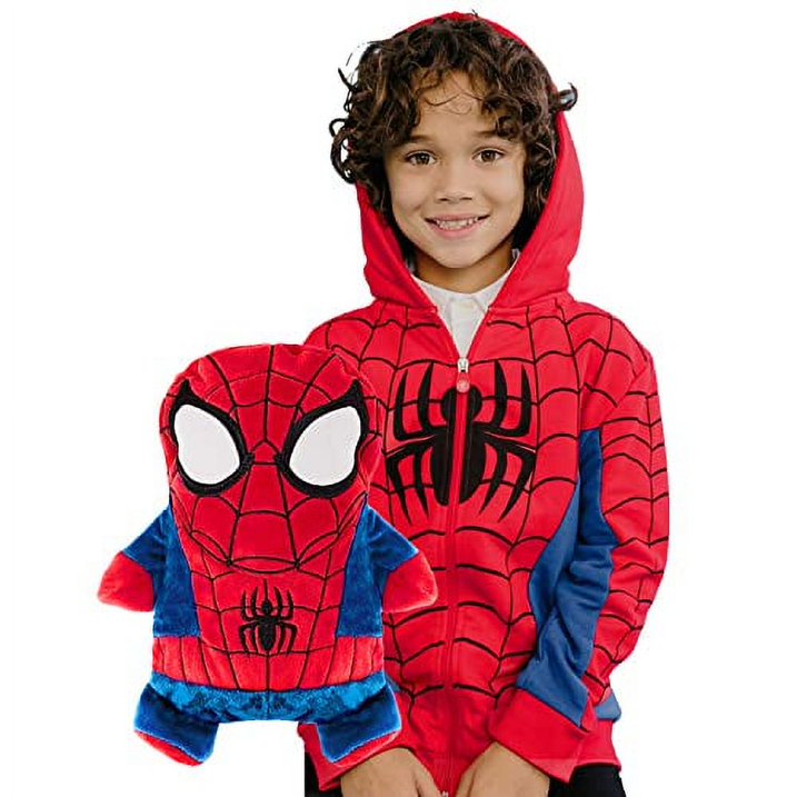 Cubcoats Spider-Man 2 in 1 Transforming Hoodie and Soft Plushie, Red and Blue