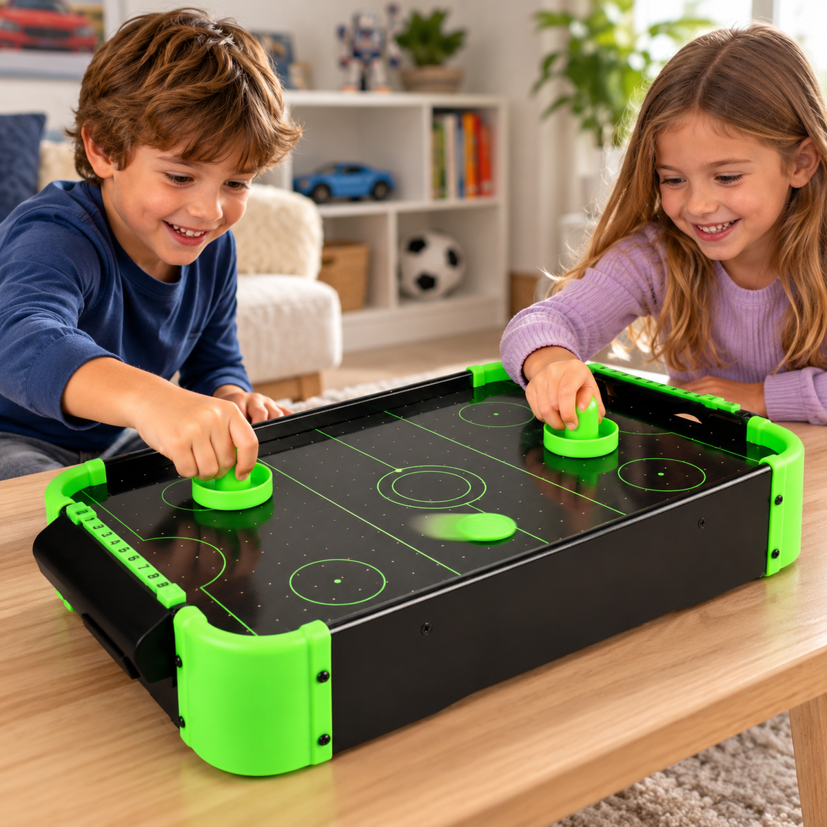Neon Green Electronic Tabletop Air Hockey