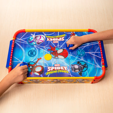 Mesa electrónica de hockey de aire de madera con Spidey y sus increíbles amigos