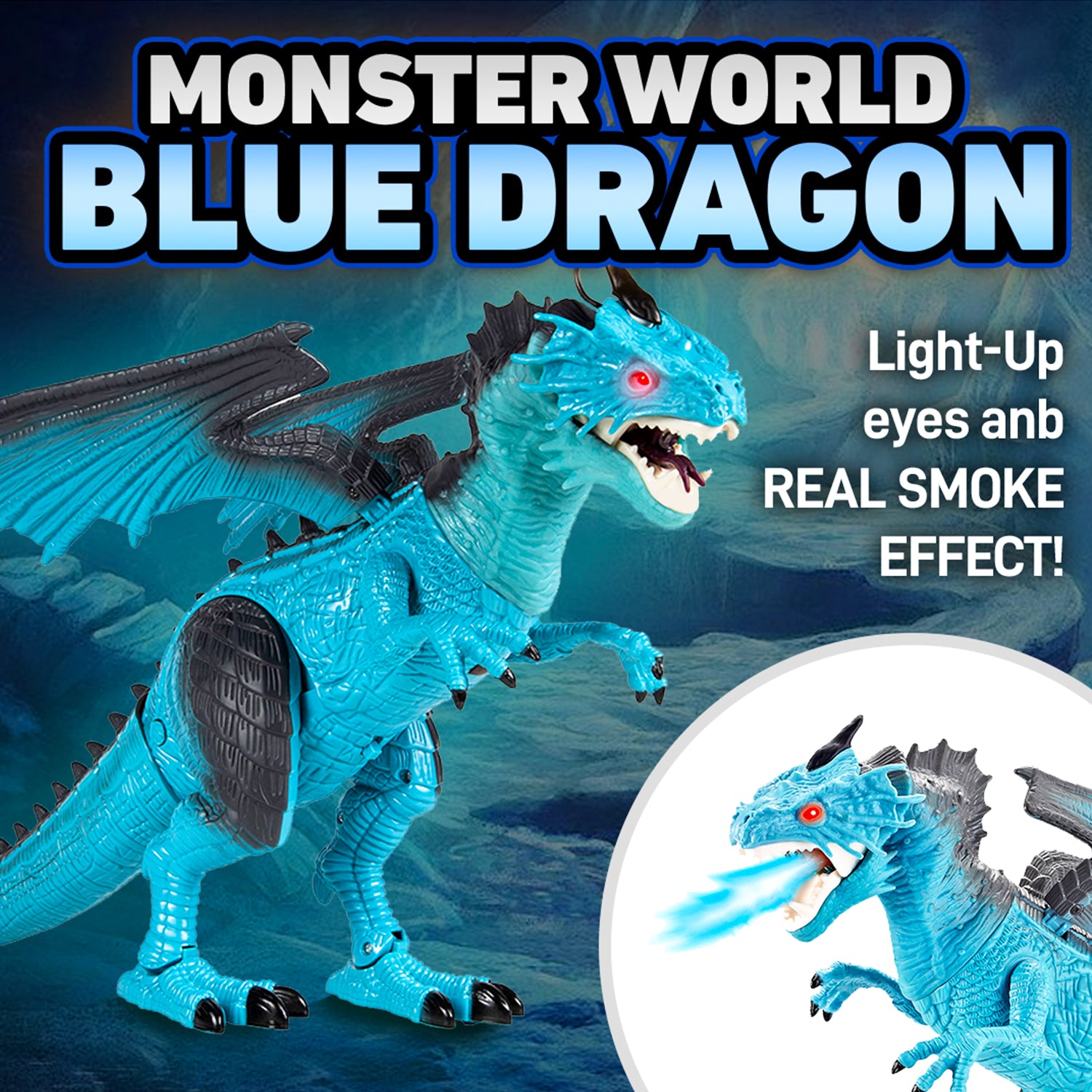 blue dragon monsters World Tech Toys Monster World Electric Walking Smoking RC Dragon