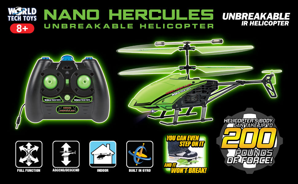 Helicóptero giroscópico irrompible Nano Hercules de 3,5 canales que brilla en la oscuridad con infrarrojos