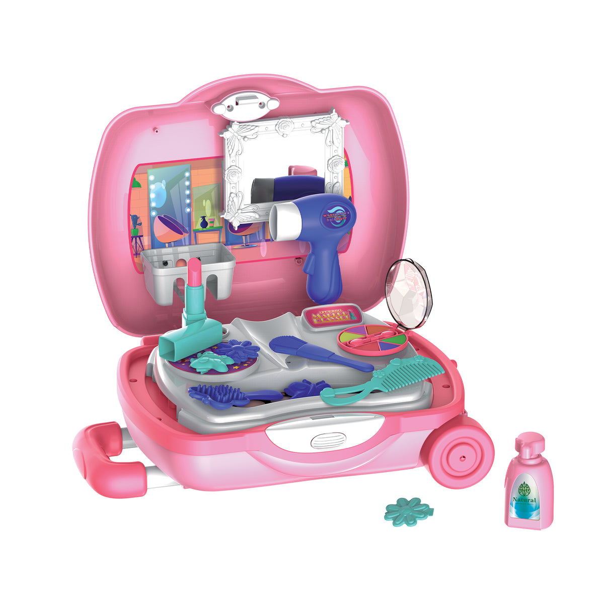 Set de juego de maletas para estación de maquillaje (17 piezas) 