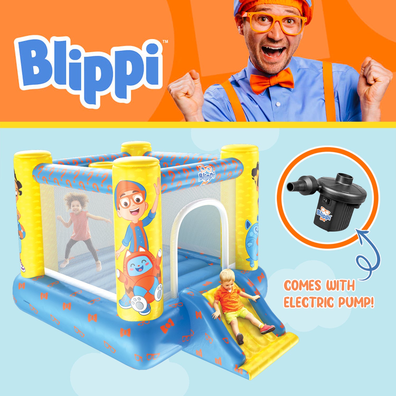 Blippi Jump N' Slide Bouncer (Includes Electric Air Pump)