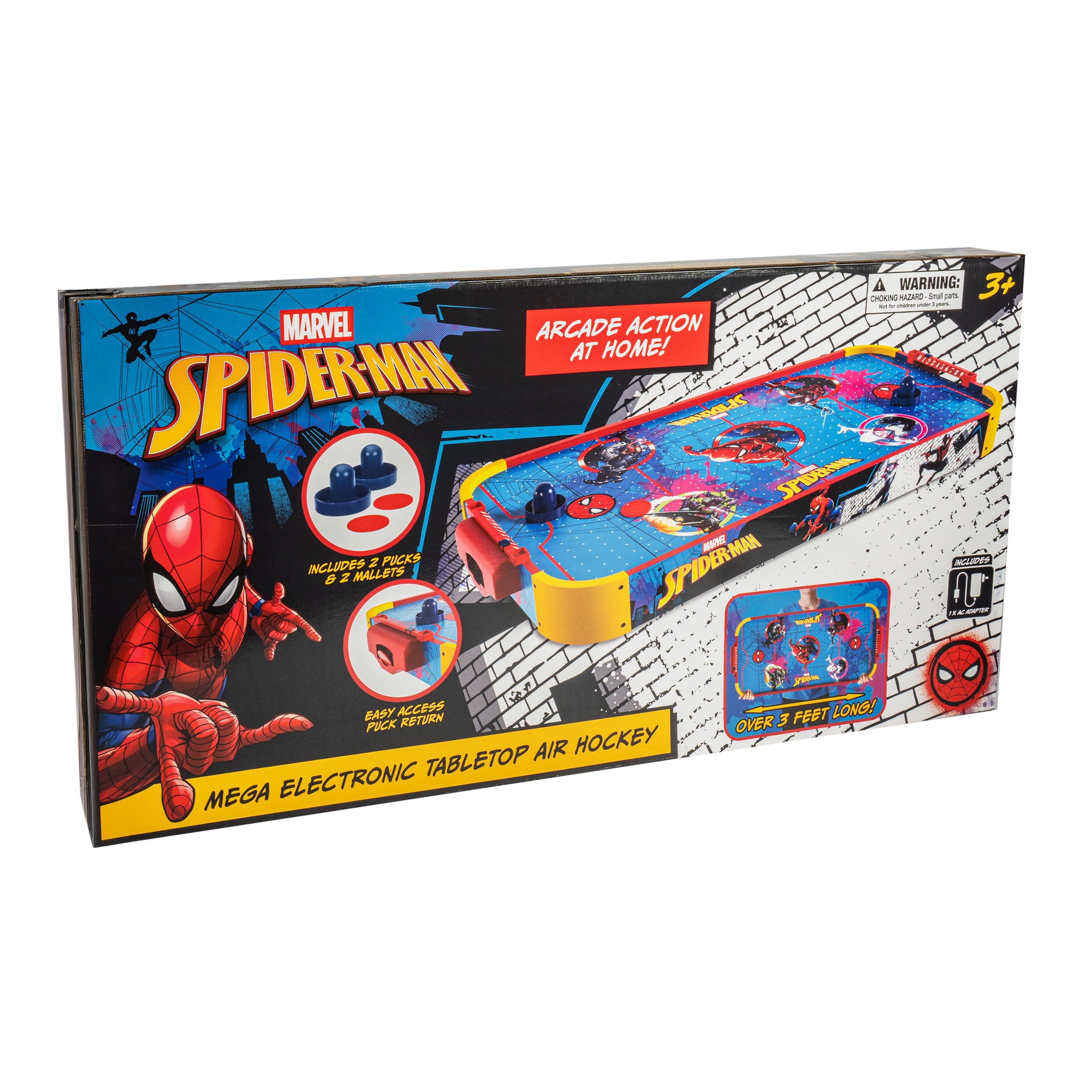 Mesa electrónica de hockey de aire de madera con Spidey y sus increíbles amigos