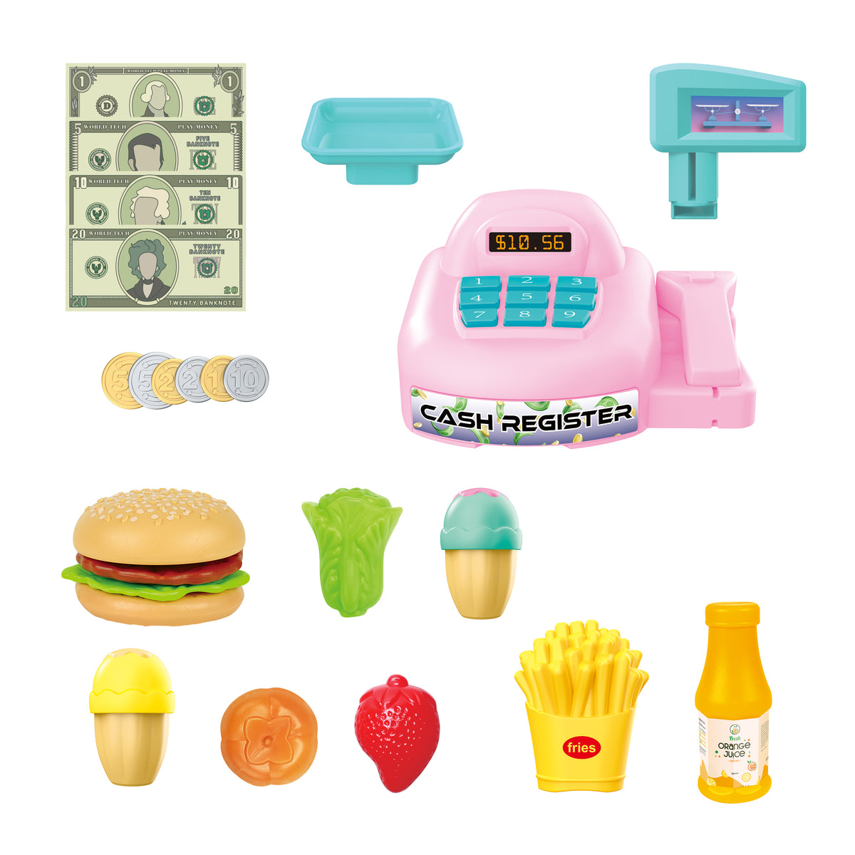 Juego de tienda de comestibles para niños My Market Stand (33 piezas)