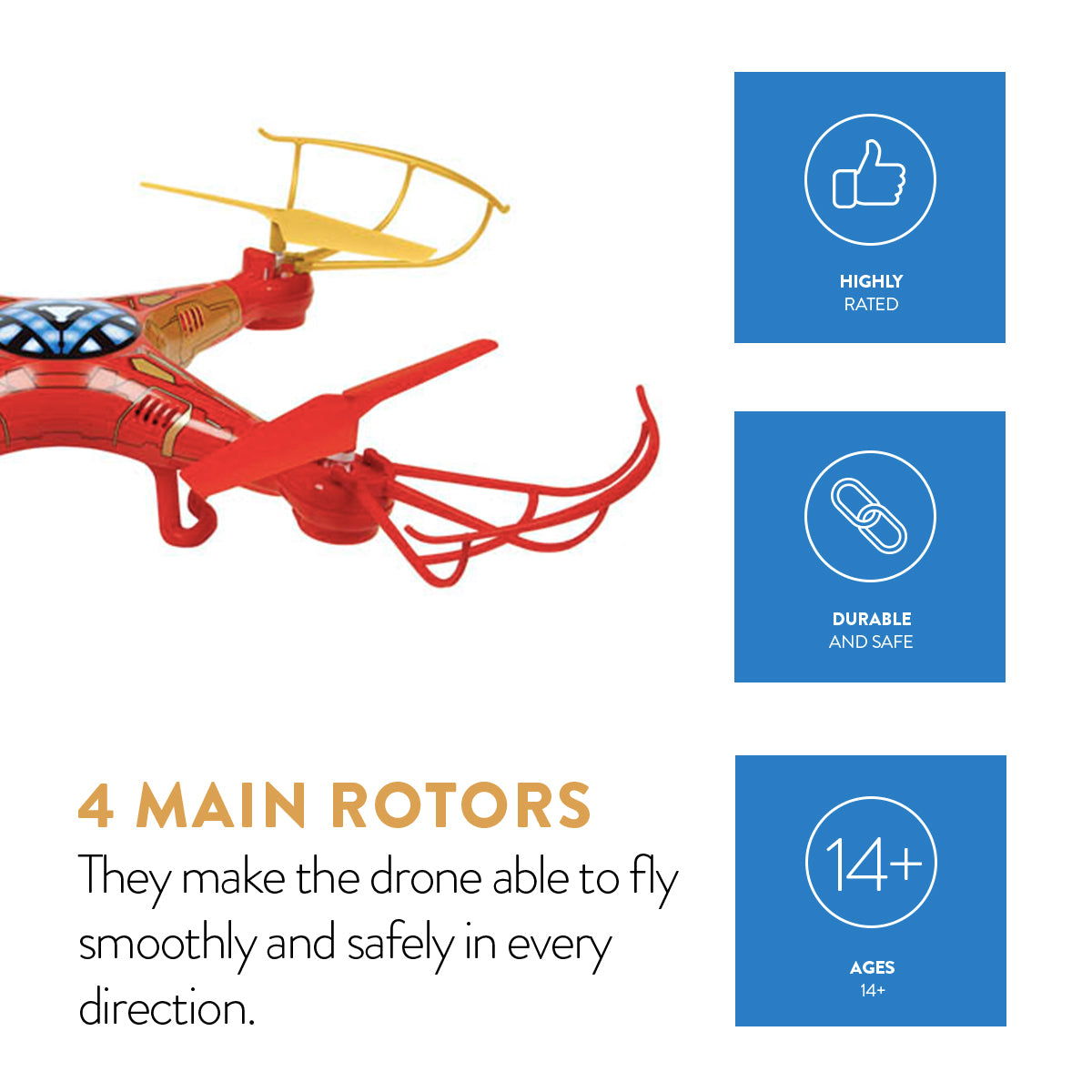 Dron RC Iron Man Sky Hero de los Vengadores con licencia de Marvel, 2,4 GHz y 4,5 canales