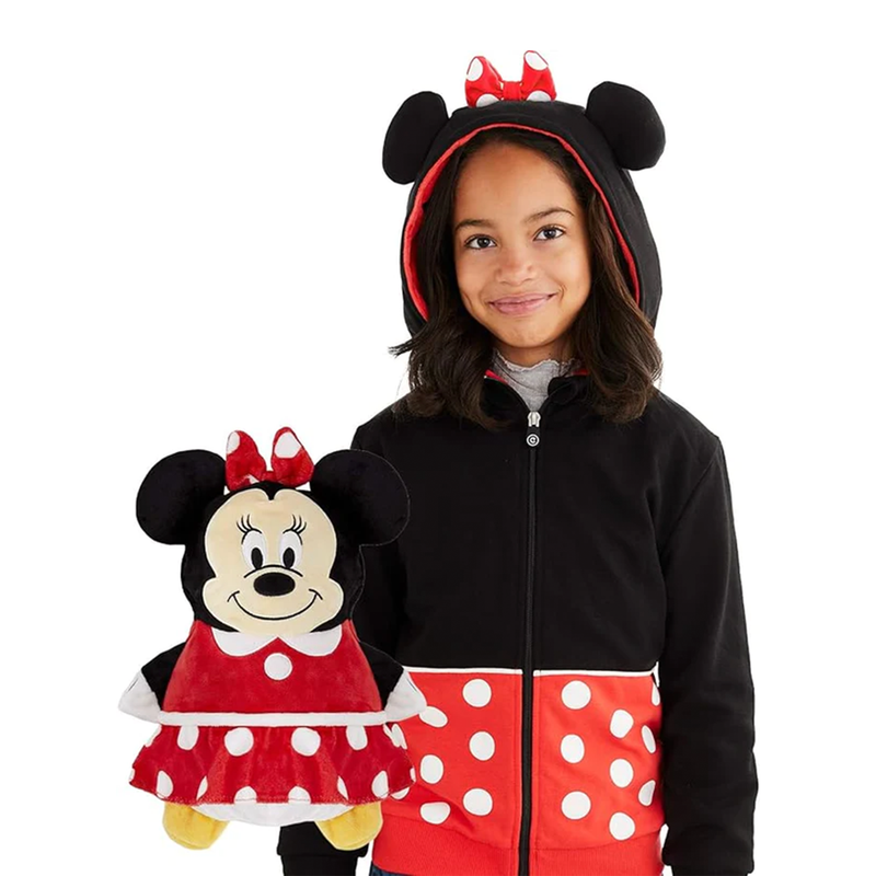 Cubcoats Minnie Mouse 2 in 1 Transforming Hoodie and Soft Plushie Red and Black