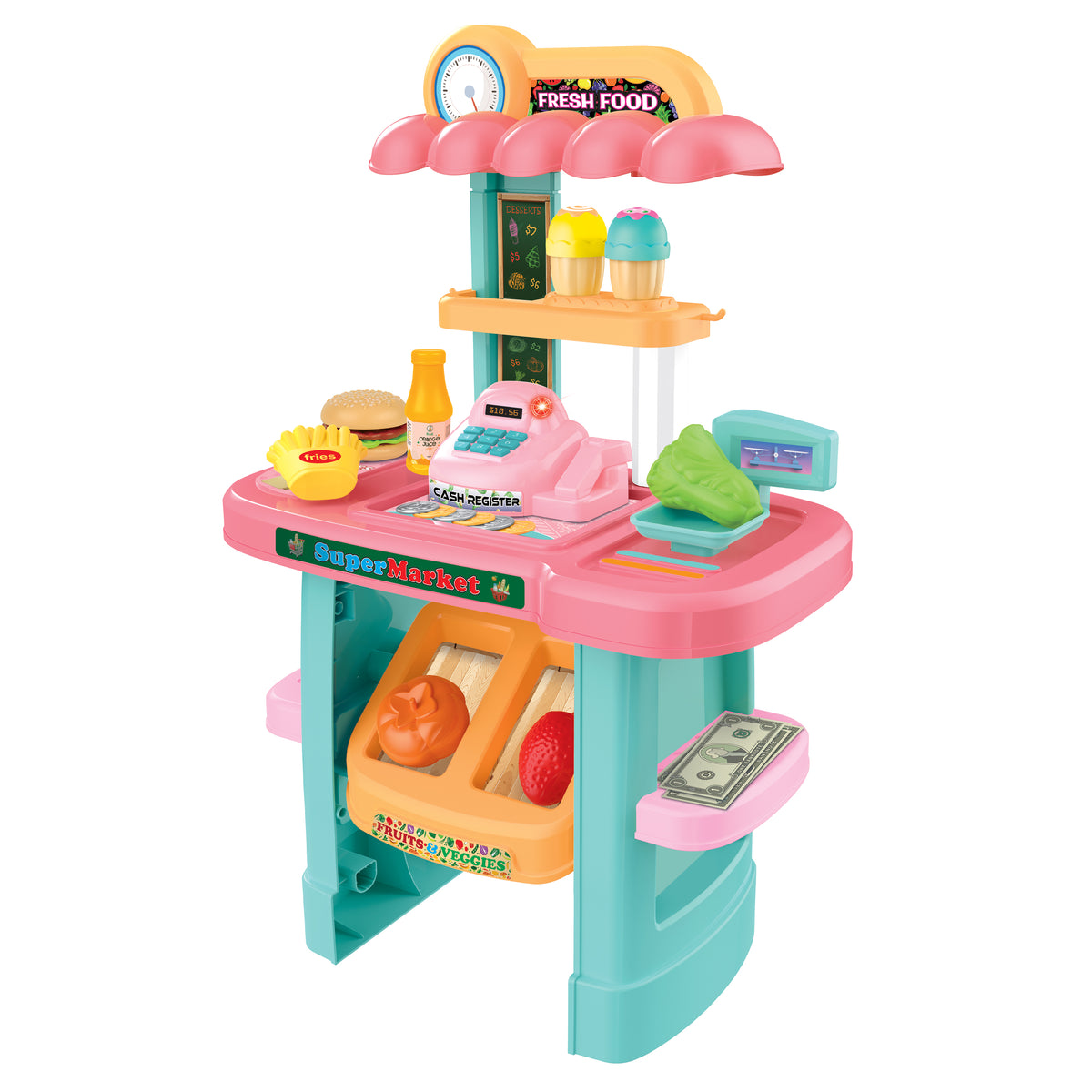 Juego de tienda de comestibles para niños My Market Stand (33 piezas)