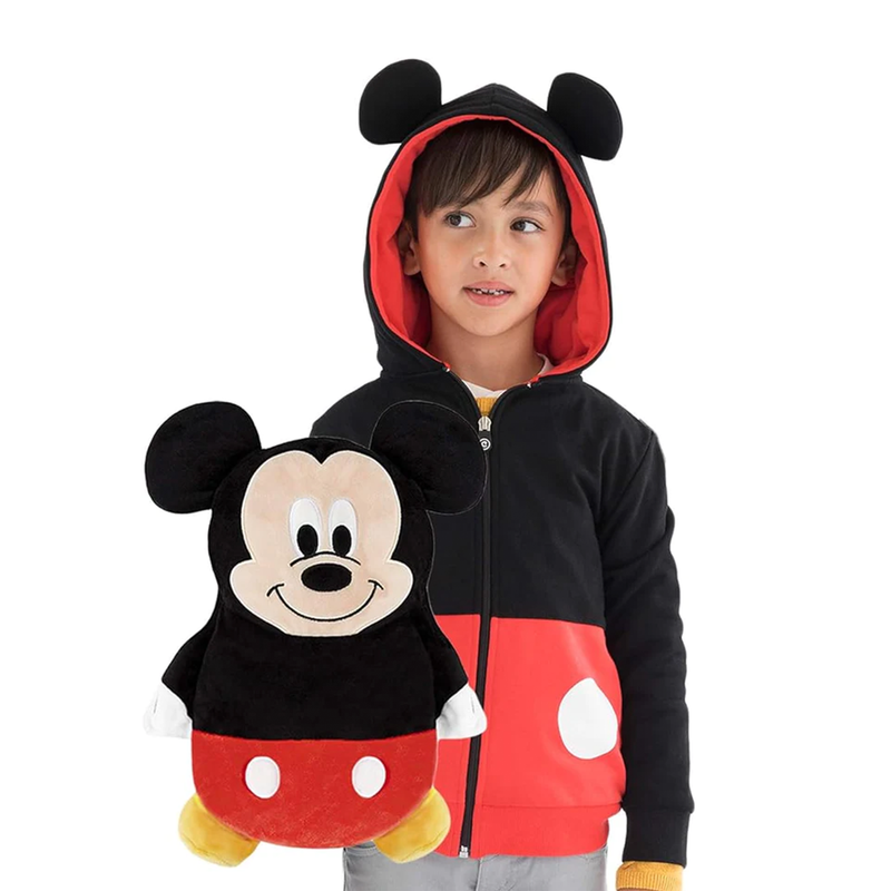 Cubcoats Mickey Mouse 2 in 1 Transforming Hoodie and Soft Plushie, Red and Black