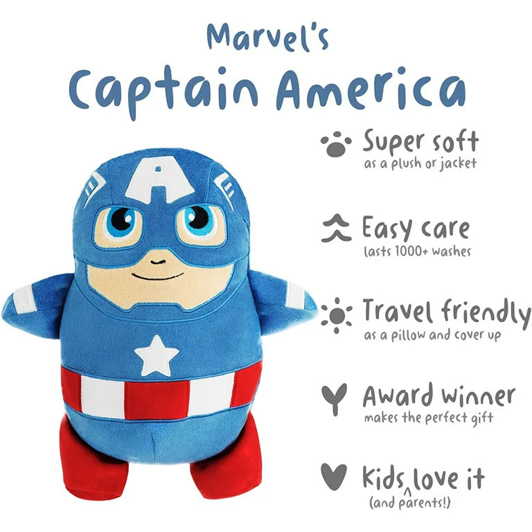 Cubcoats Captain America 2 in 1 Transforming Hoodie and Soft Plushie, Blue